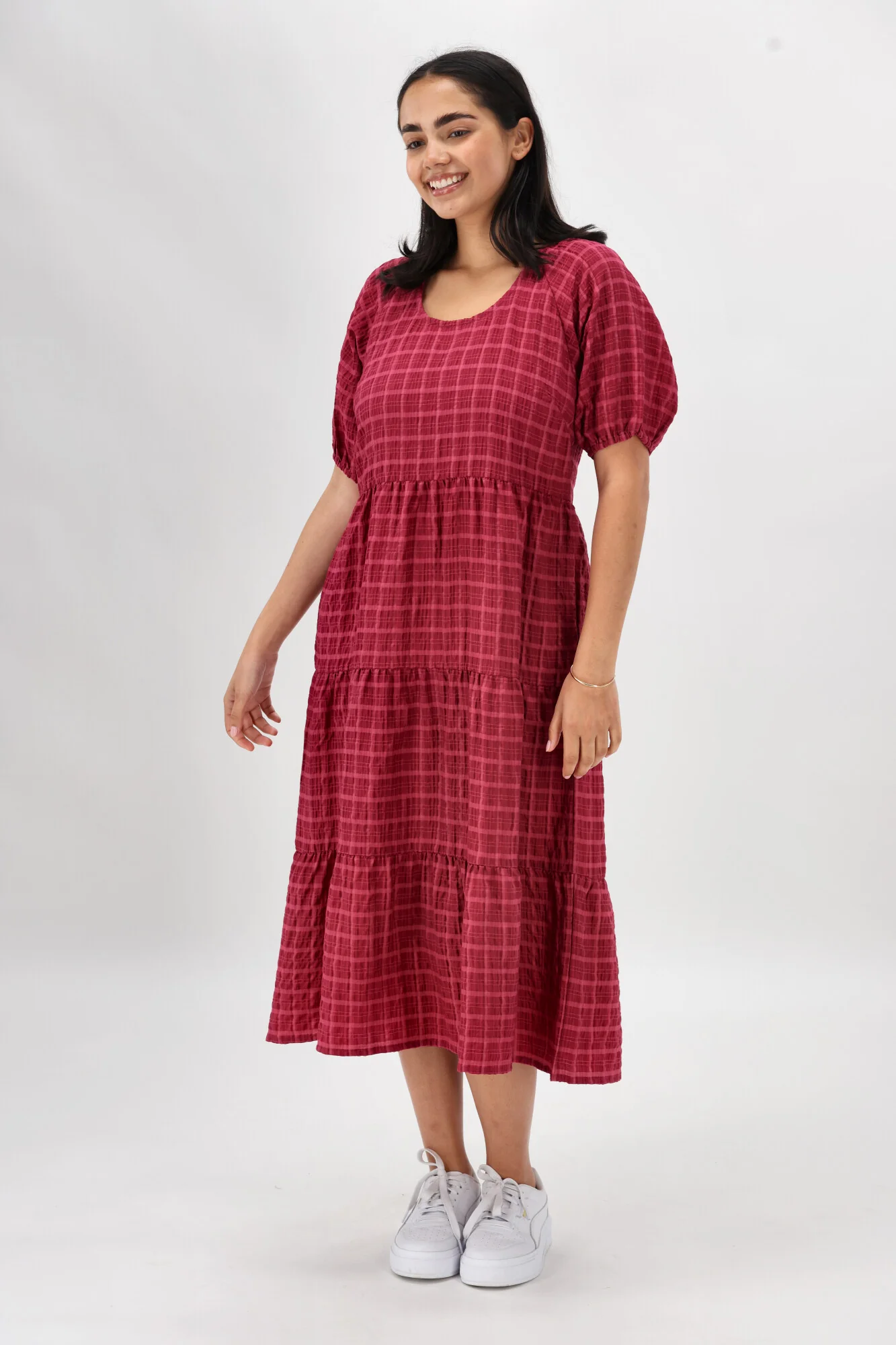 Shine On Label Odessa Tiered Midi Dress Claret - Image 5