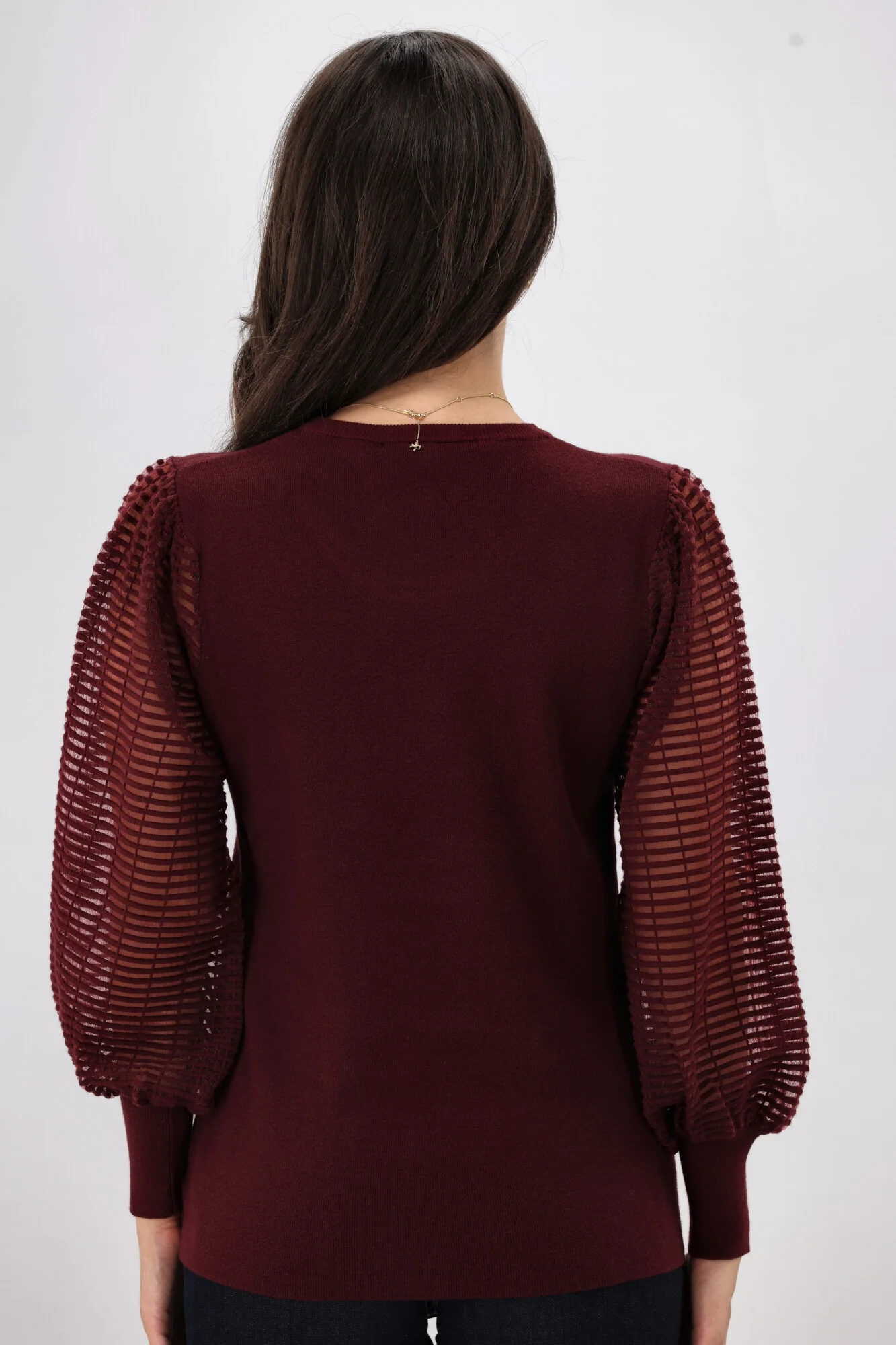 Shine On Label Olivia Contrast Sleeve Knit Top Merlot - Image 8
