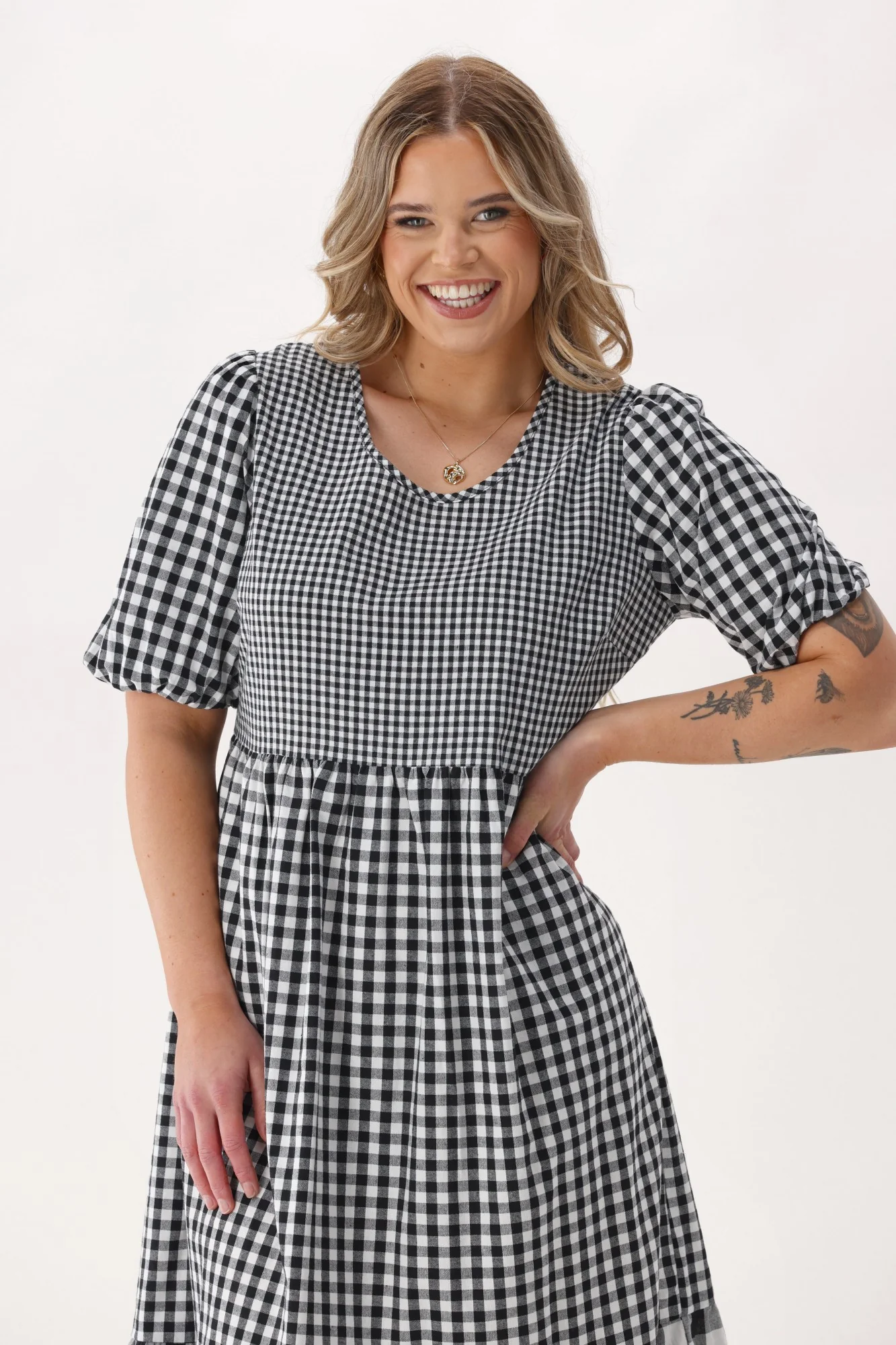 Shine On Label Orielle Dress Black Gingham - Image 4