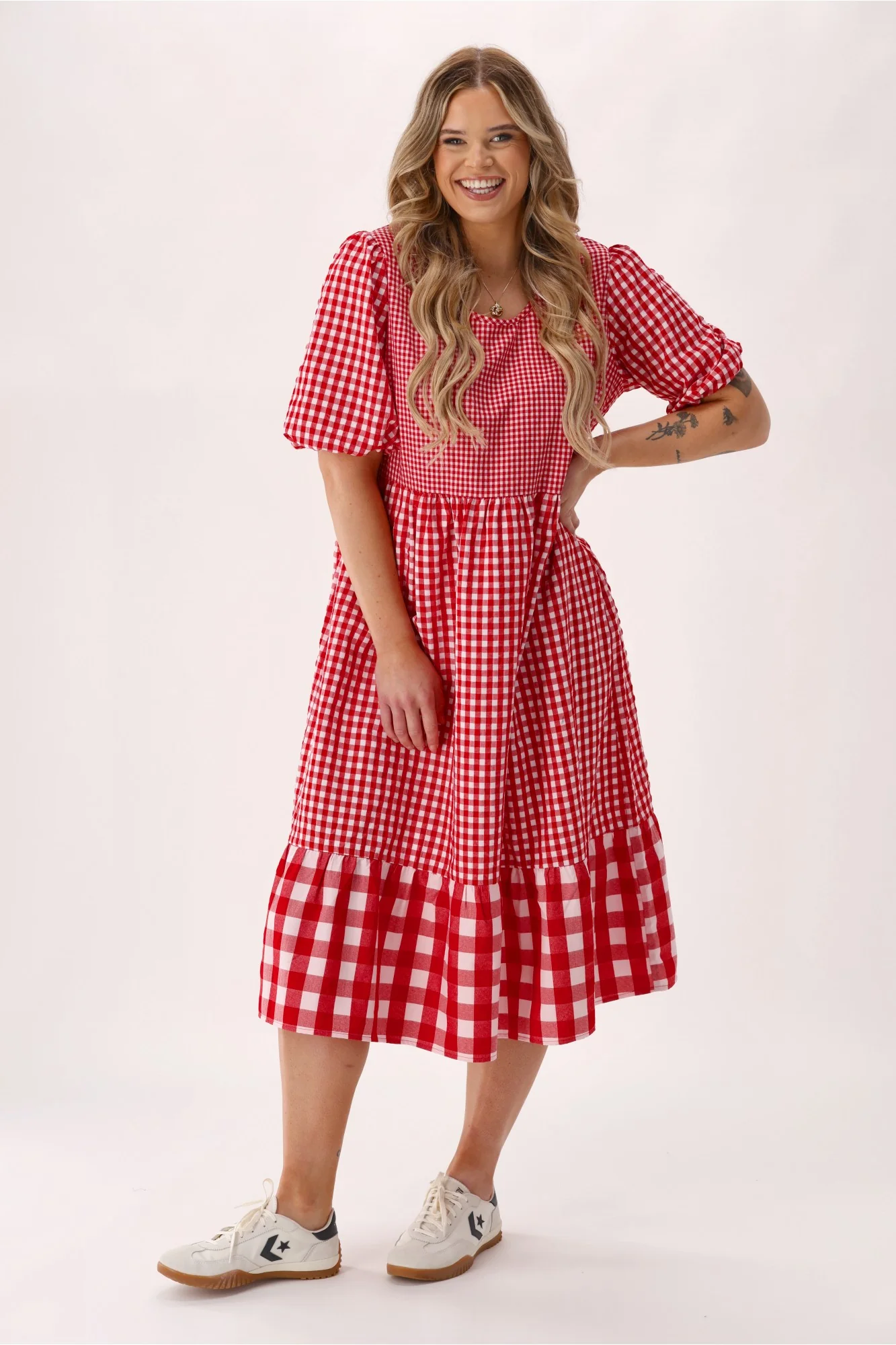 Shine On Label Orielle Dress Red Gingham - Image 3