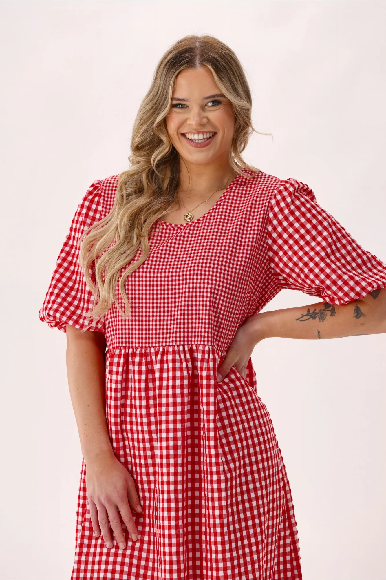 Shine On Label Orielle Dress Red Gingham - Image 4