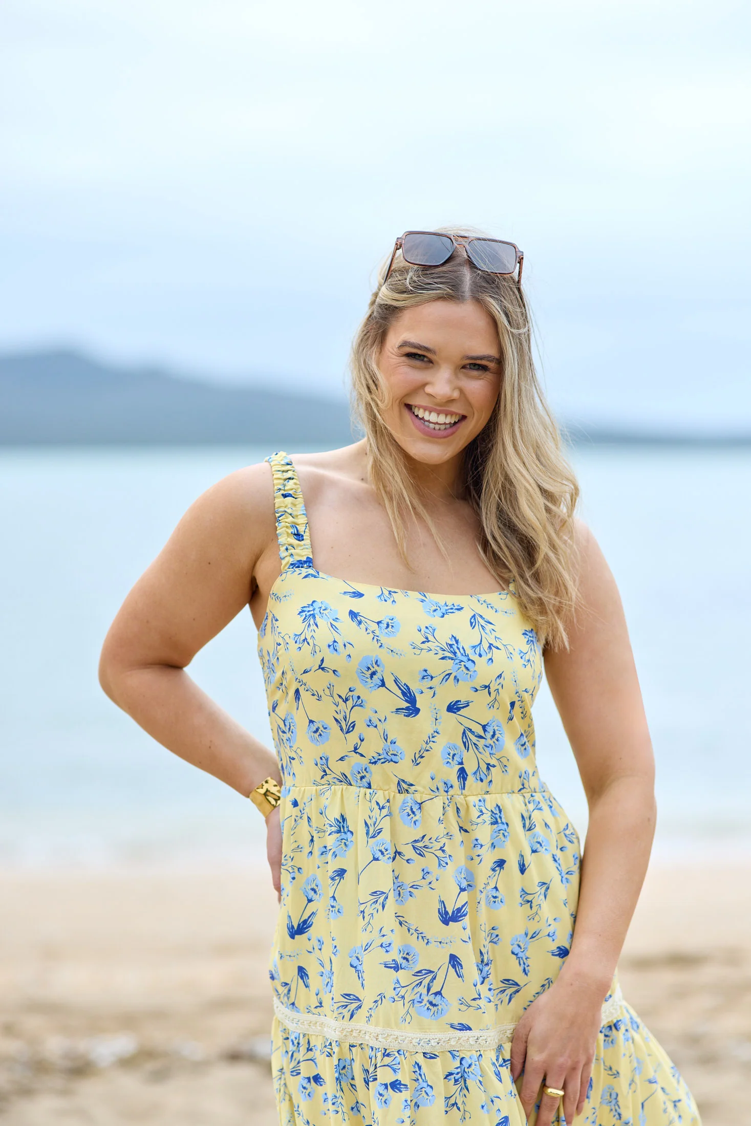 Shine On Label Orriella Dress Yellow Blue Floral - Image 2