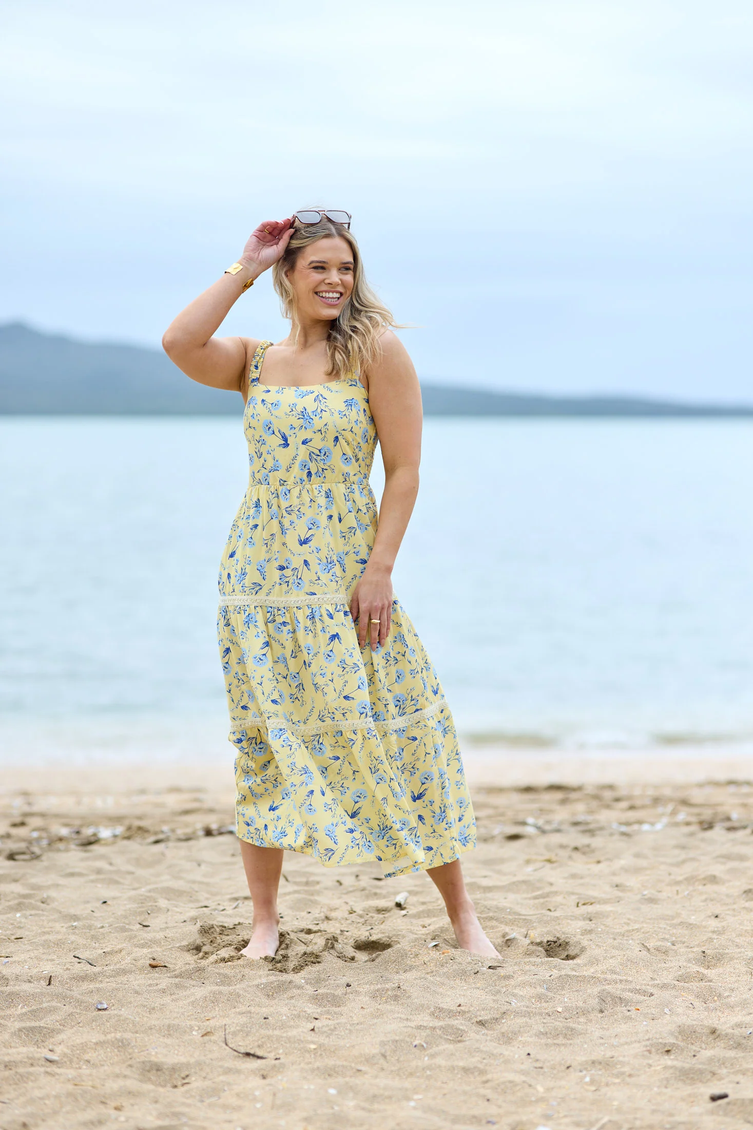 Shine On Label Orriella Dress Yellow Blue Floral - Image 5