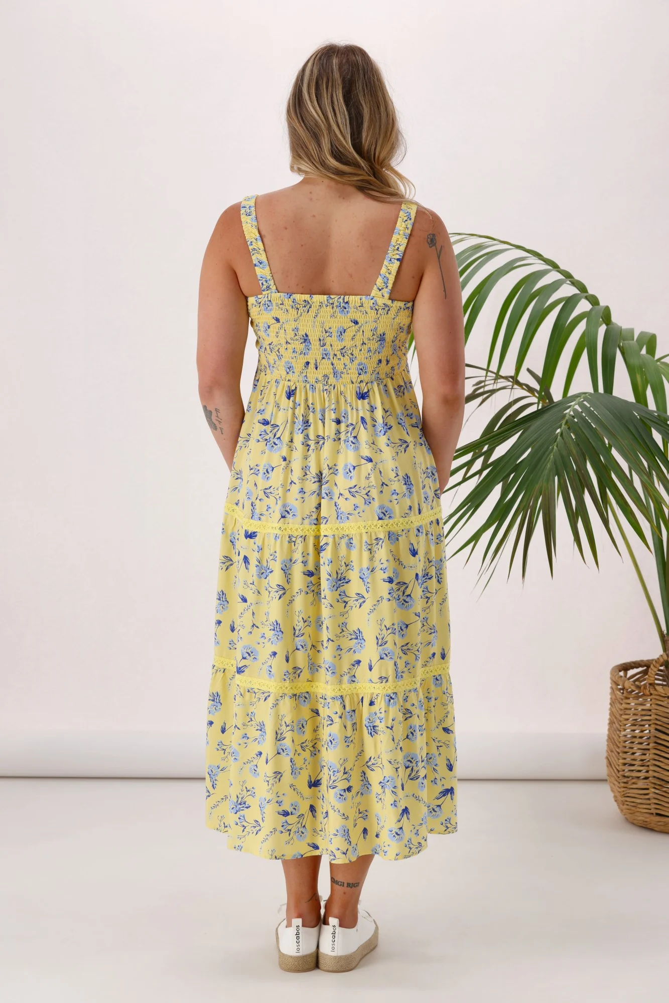 Shine On Label Orriella Dress Yellow Blue Floral - Image 9