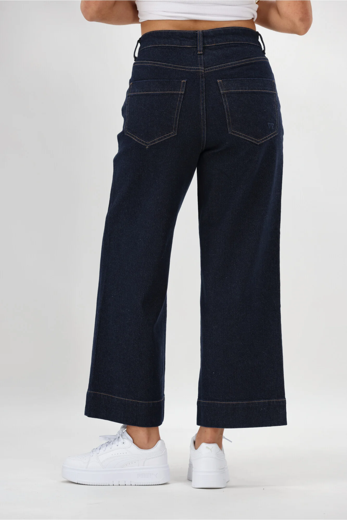 Shine On Label Owen Wide Leg Cropped Jean Dark Indigo - Image 2