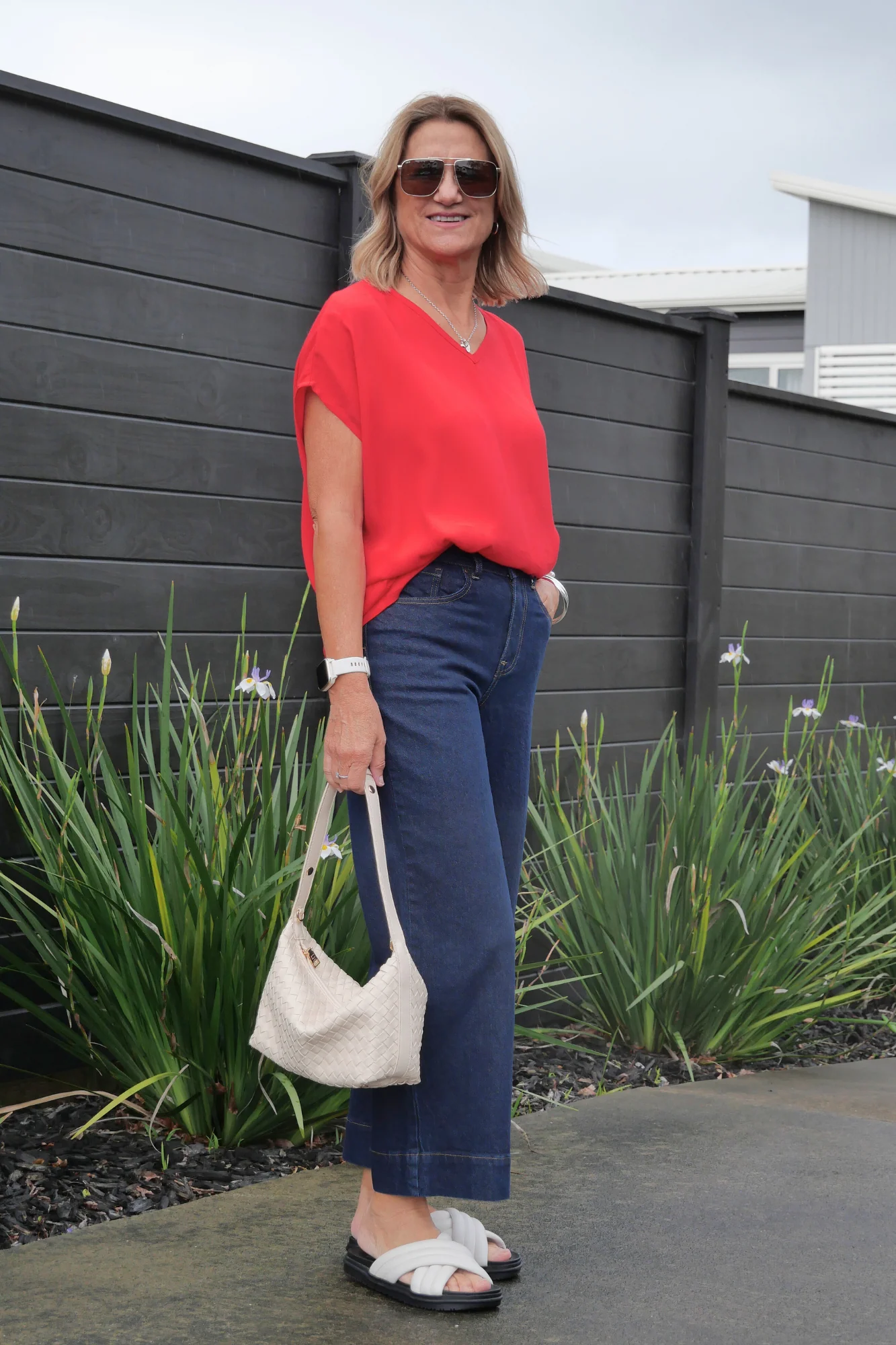 Shine On Label Owen Wide Leg Cropped Jean Dark Indigo - Image 5