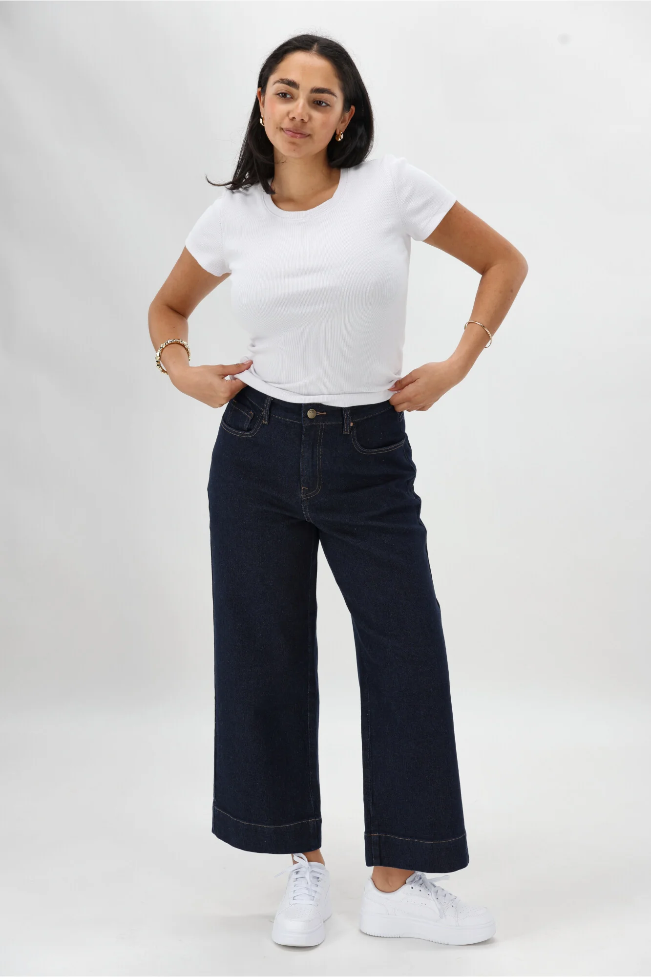 Shine On Label Owen Wide Leg Cropped Jean Dark Indigo - Image 6