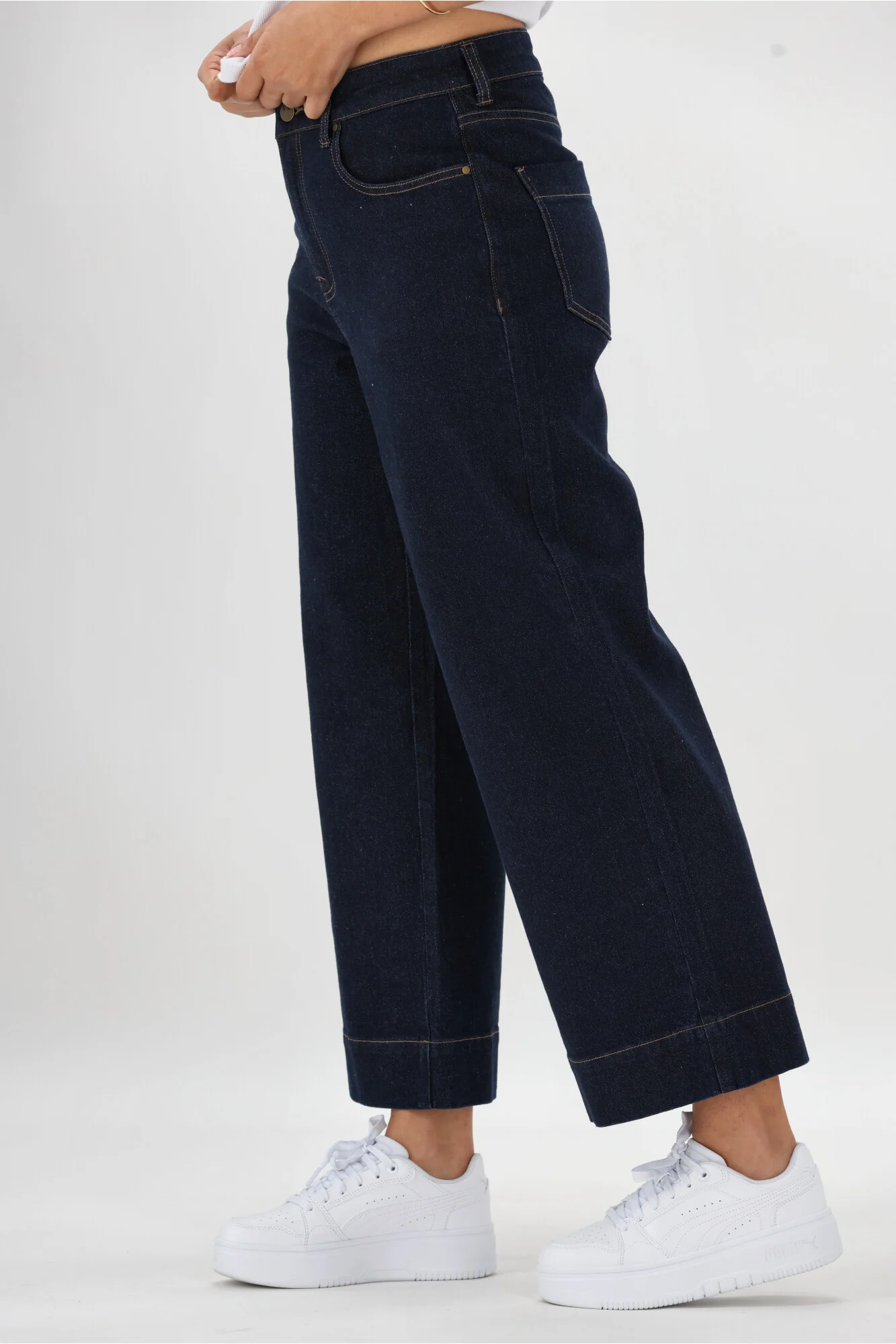 Shine On Label Owen Wide Leg Cropped Jean Dark Indigo - Image 7