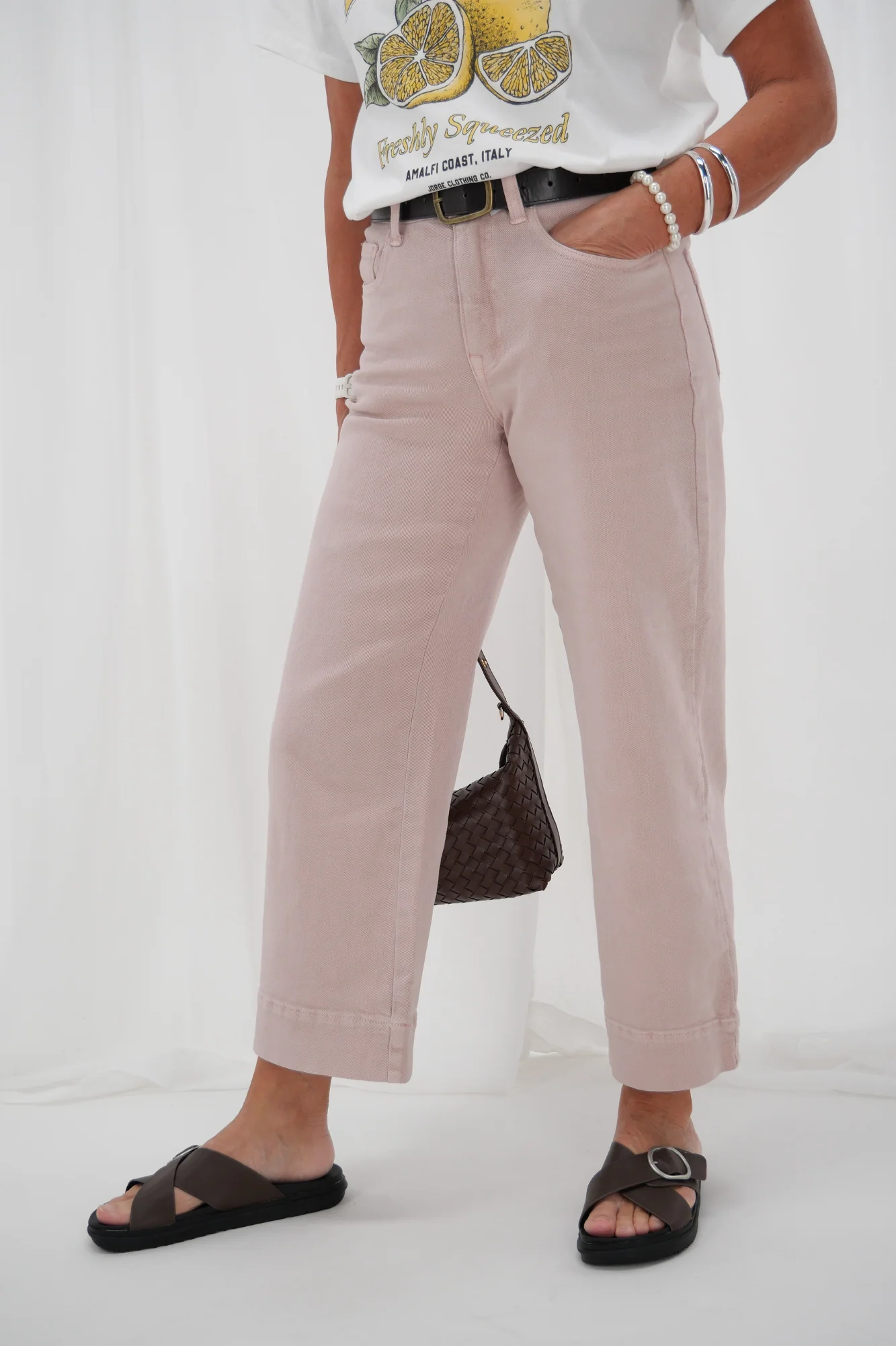 Shine On Label Owen Wide Leg Cropped Jean Soft Pink - Image 4
