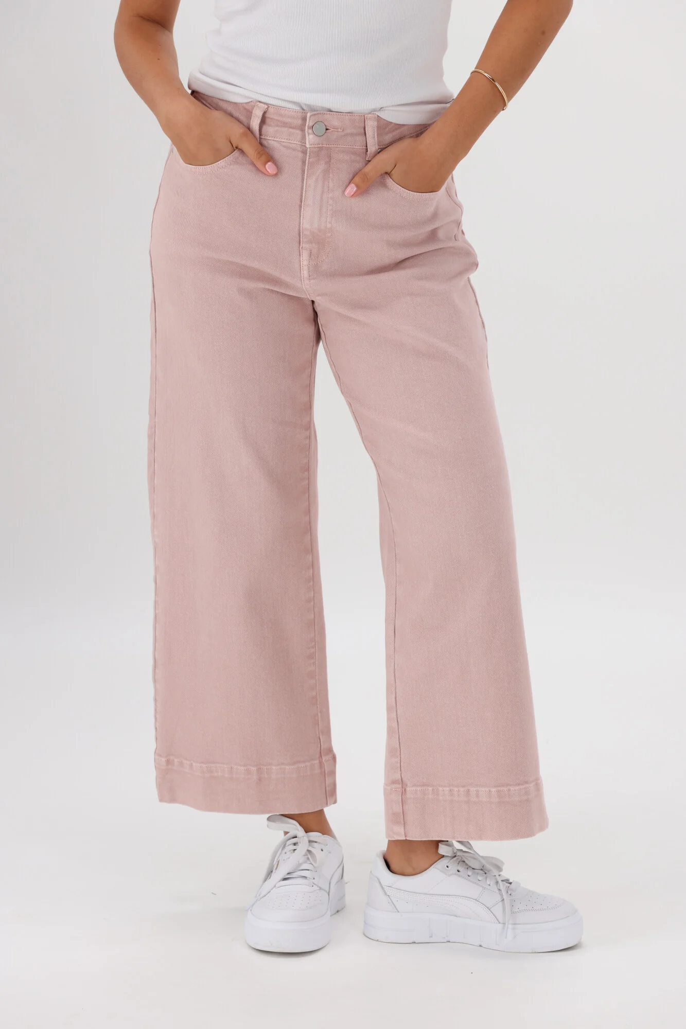 Shine On Label Owen Wide Leg Cropped Jean Soft Pink - Image 5
