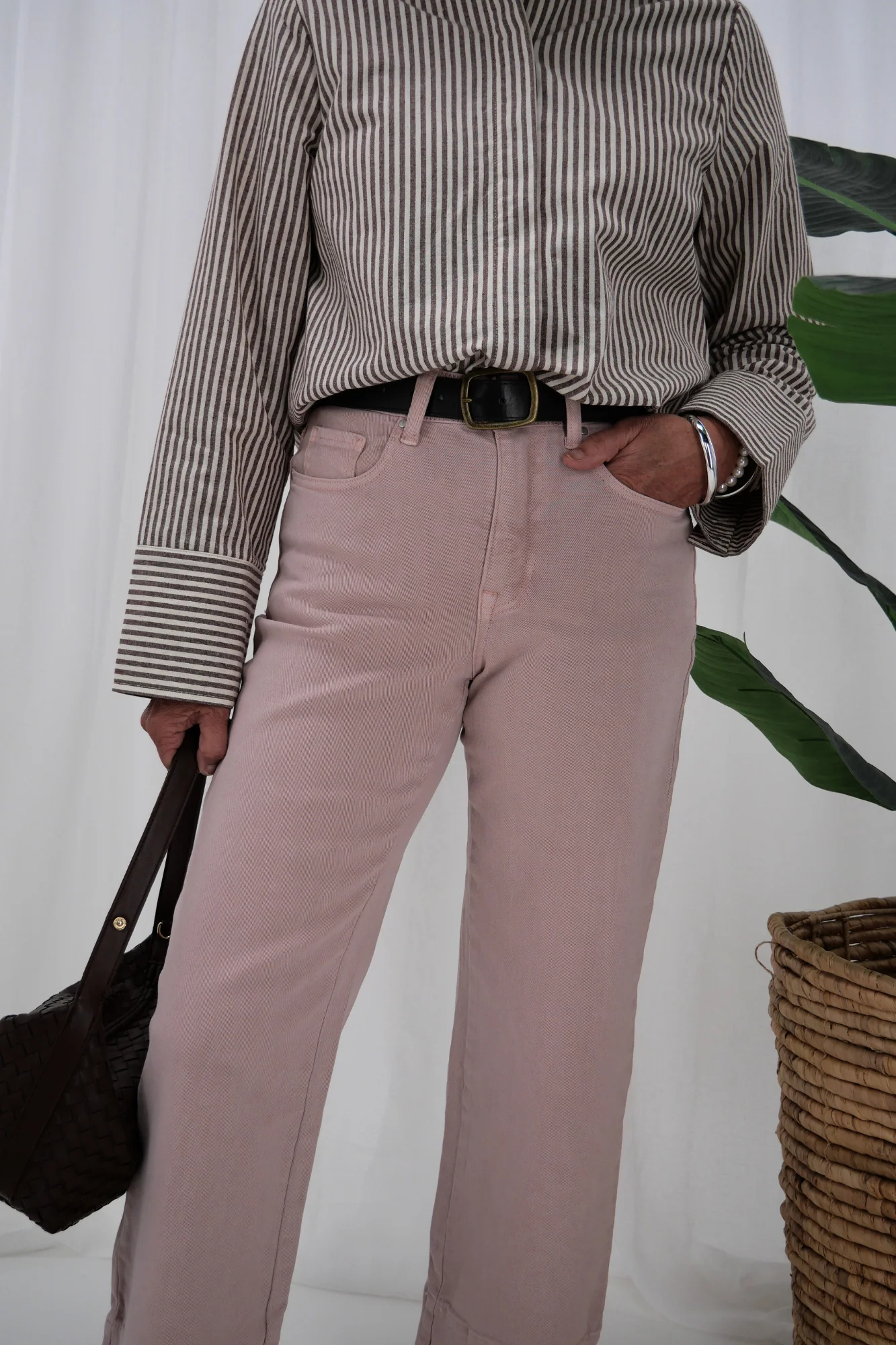 Shine On Label Owen Wide Leg Cropped Jean Soft Pink - Image 6