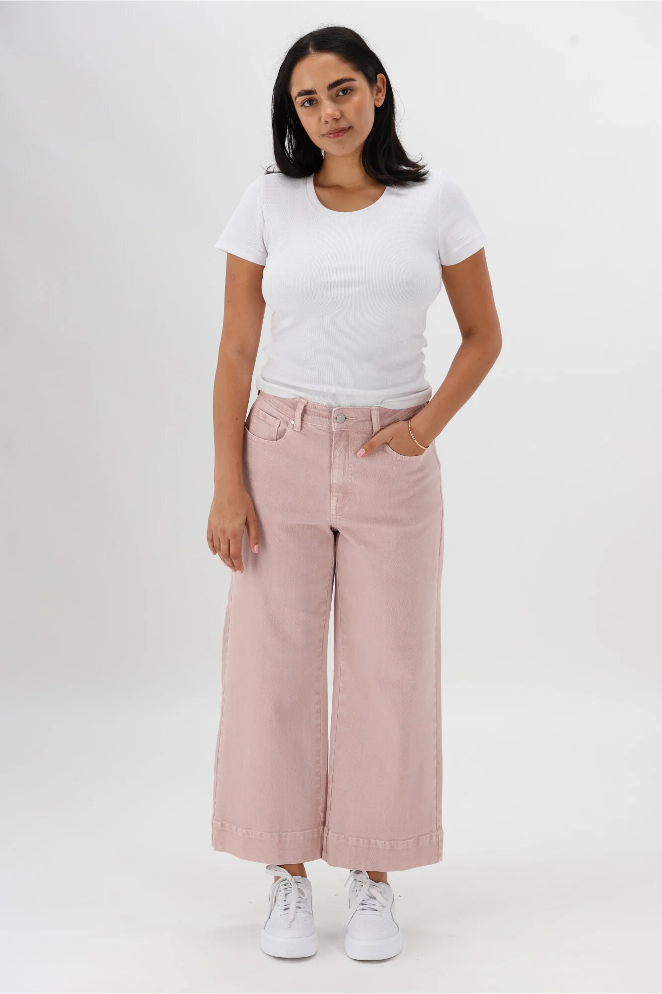 Shine On Label Owen Wide Leg Cropped Jean Soft Pink - Image 7