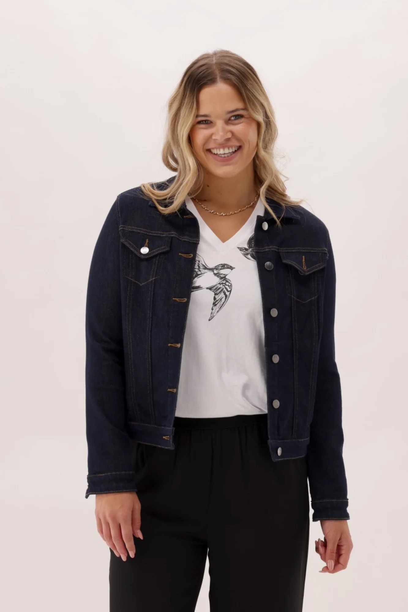 Shine On Label Quinn Stretch Denim Jacket Dark Indigo