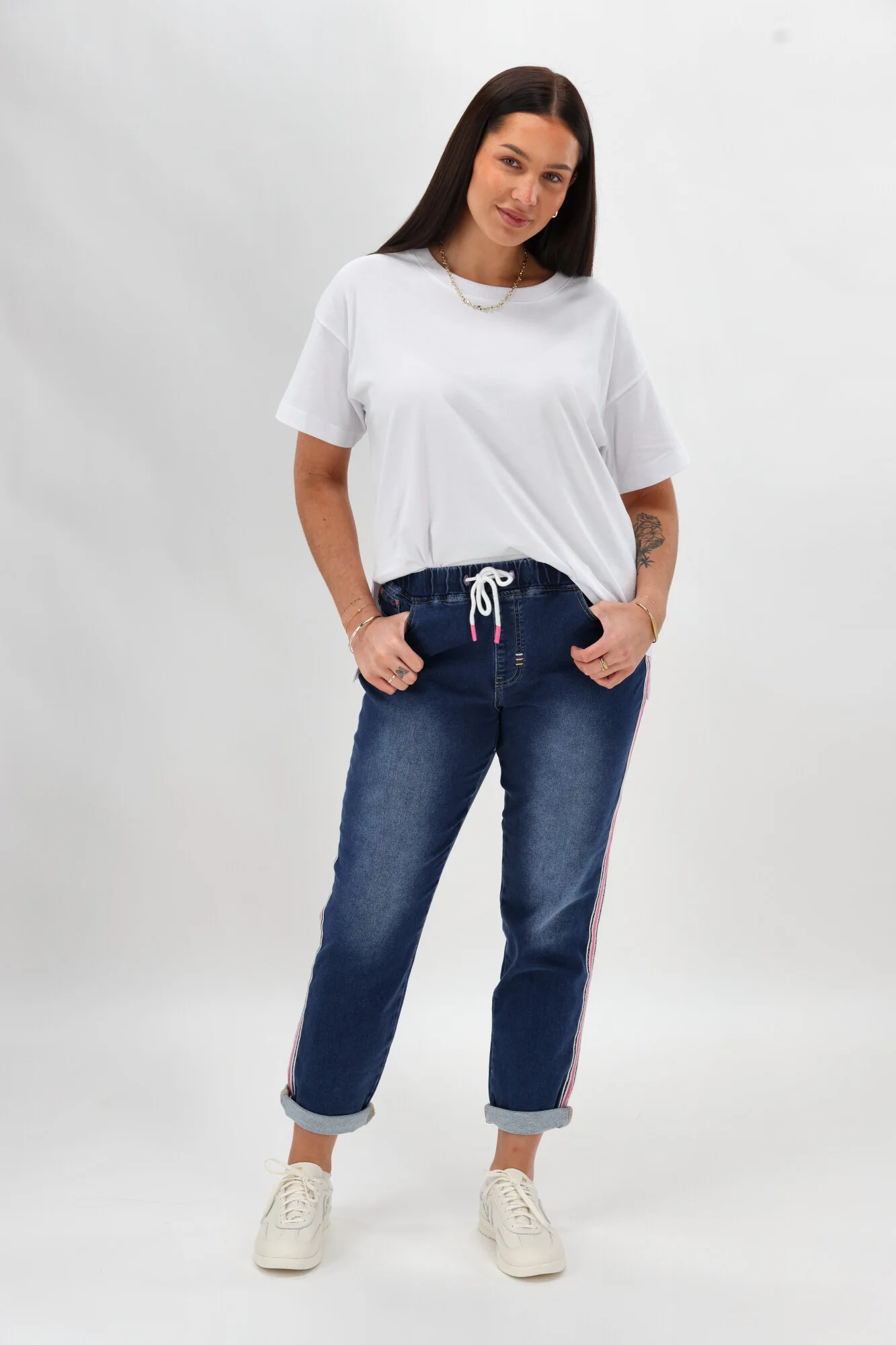 Shine On Label Raglan Collection Denim Jogger Mid Blue - Image 3