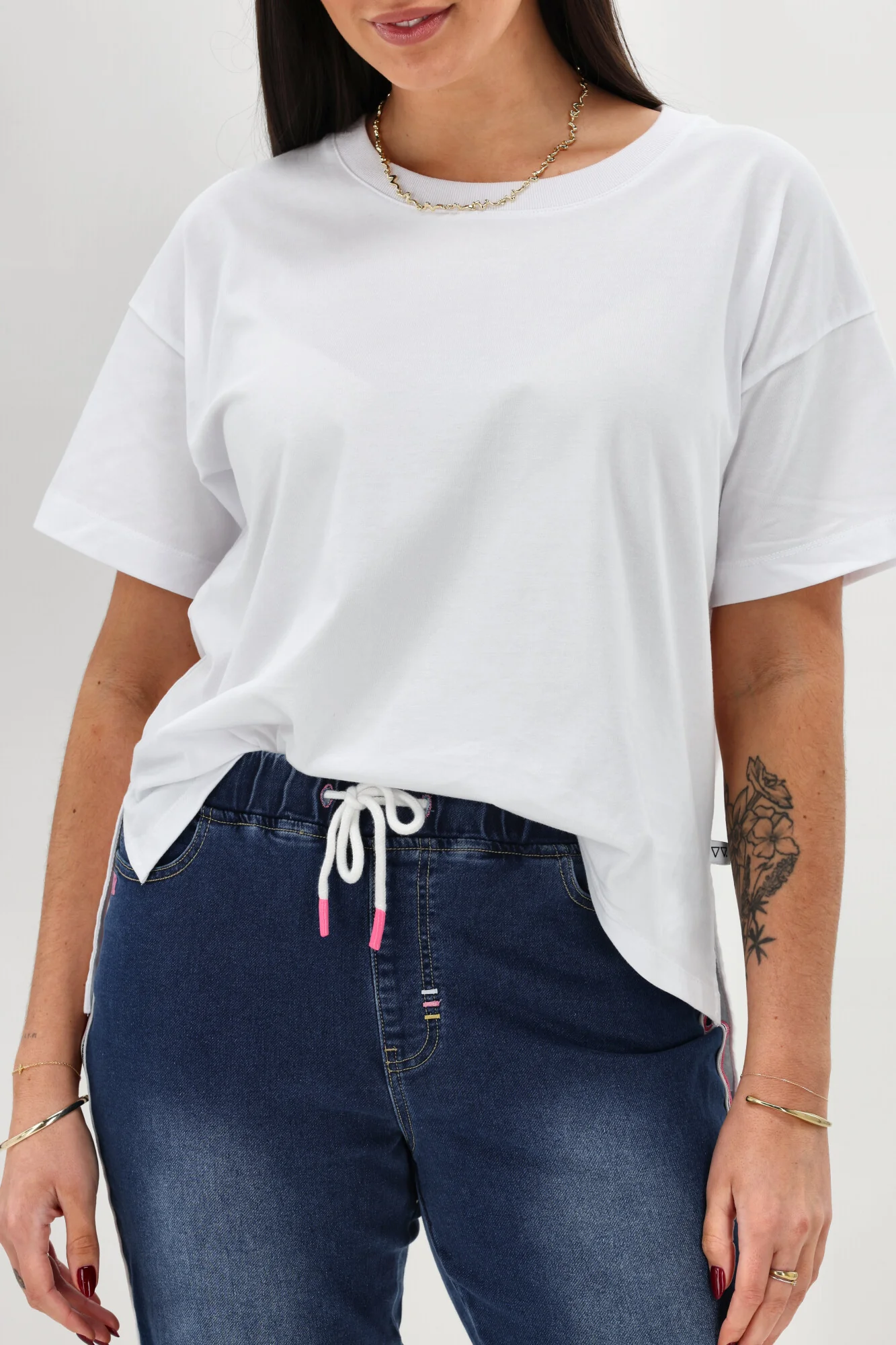 Shine On Label Raglan Collection Denim Jogger Mid Blue - Image 4