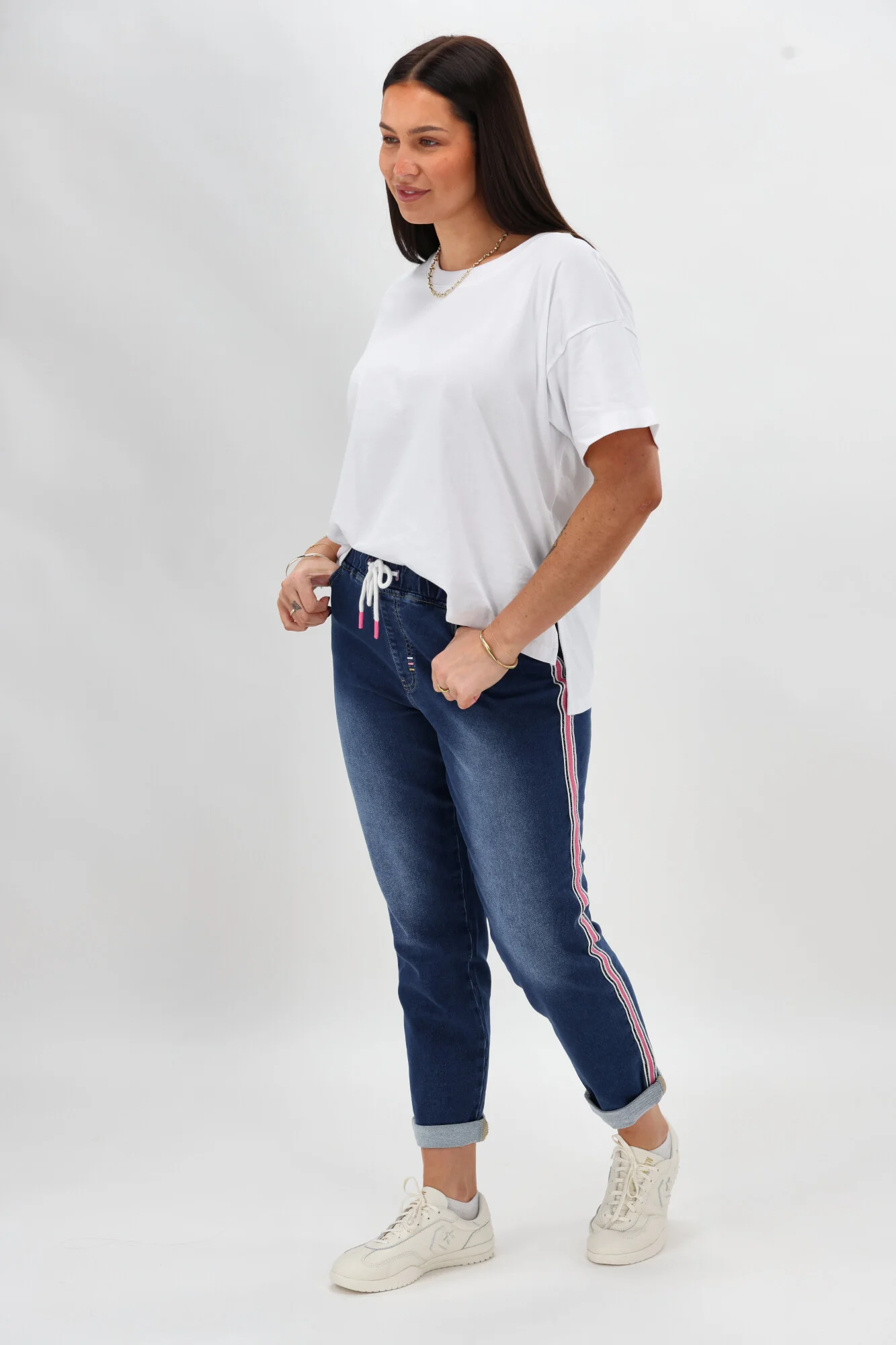 Shine On Label Raglan Collection Denim Jogger Mid Blue - Image 7