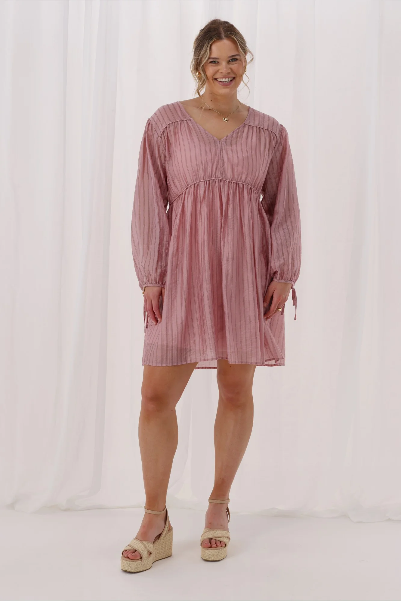 Shine On Label Ralph Dress Pink Chocolate Stripe - Image 5