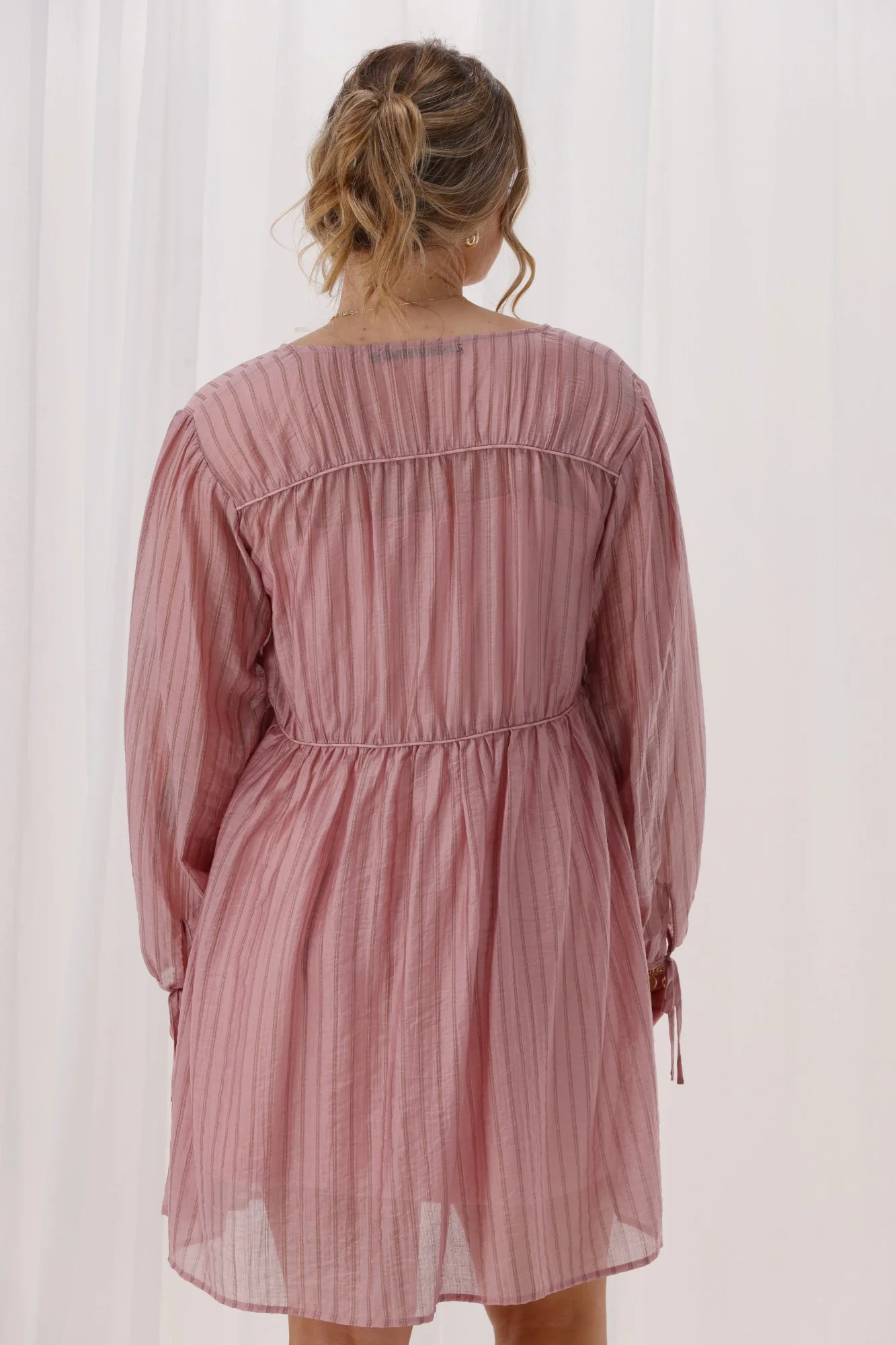Shine On Label Ralph Dress Pink Chocolate Stripe - Image 6