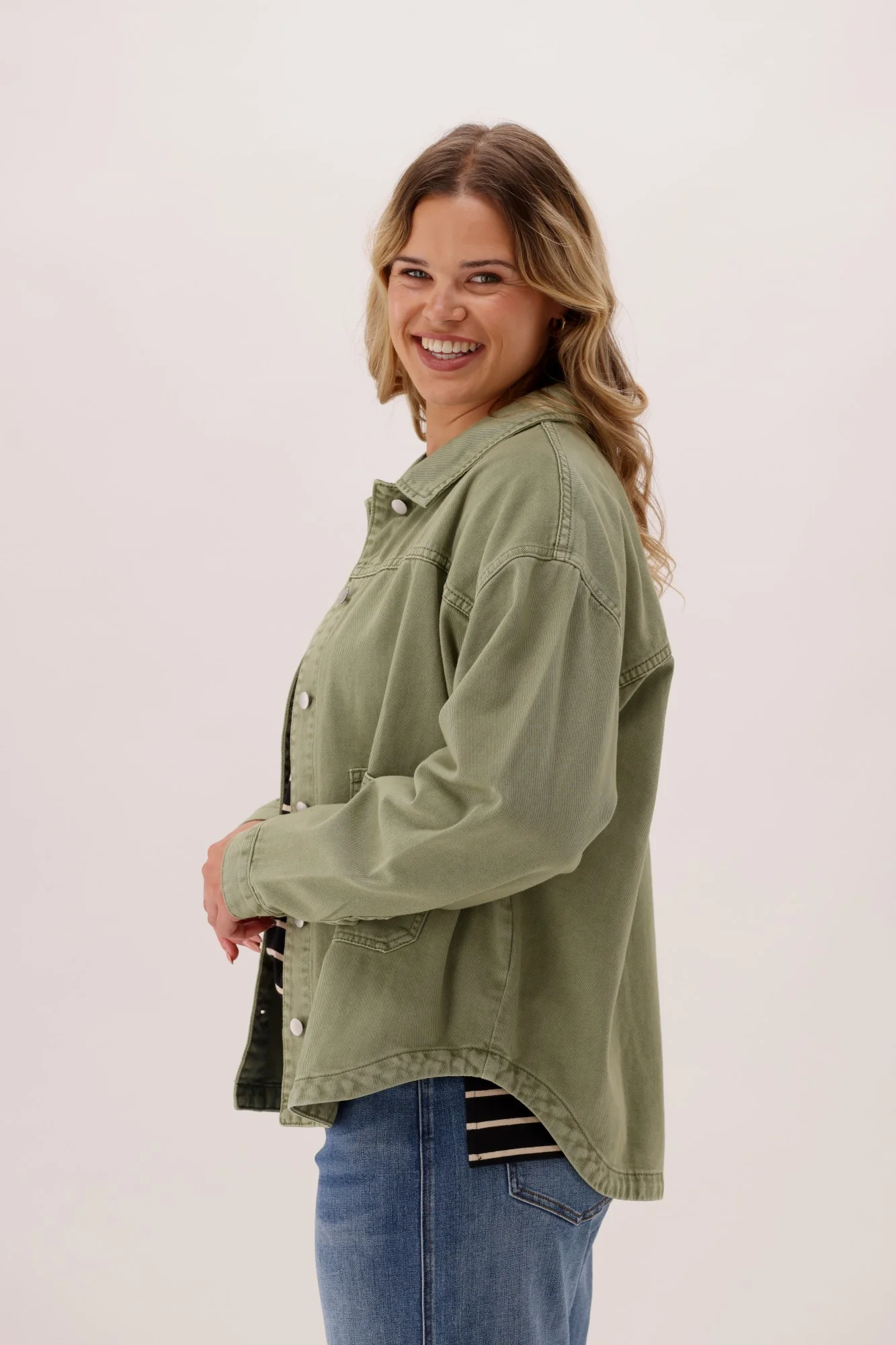 Shine On Label Ransom Shacket Khaki - Image 5