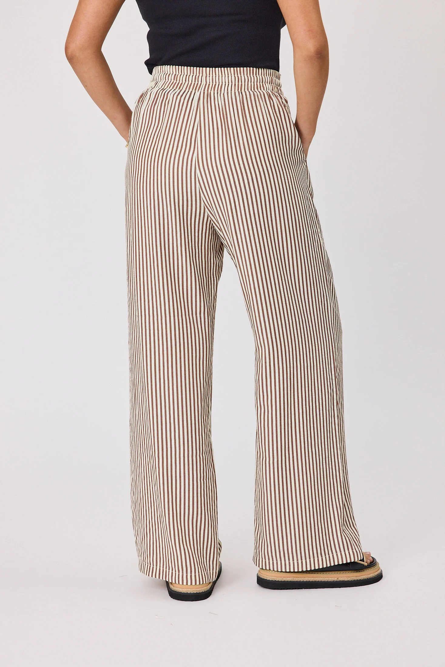 Shine On Label Ravi Wide Leg Pants Chocolate Stripe - Image 8