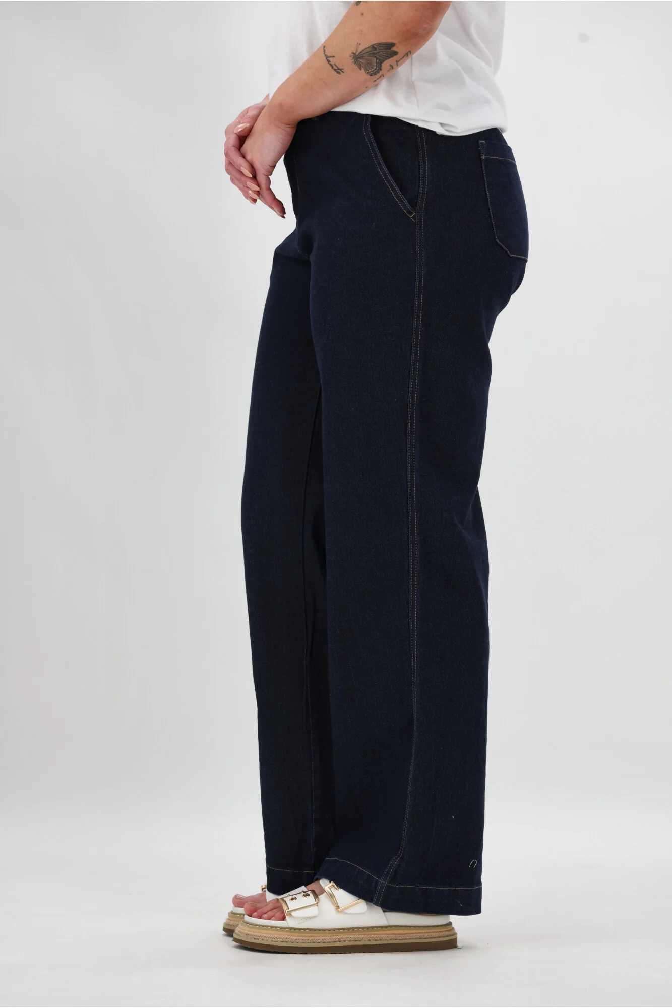 Shine On Label Reign Denim Wide Leg Trouser Dark Indigo - Image 11