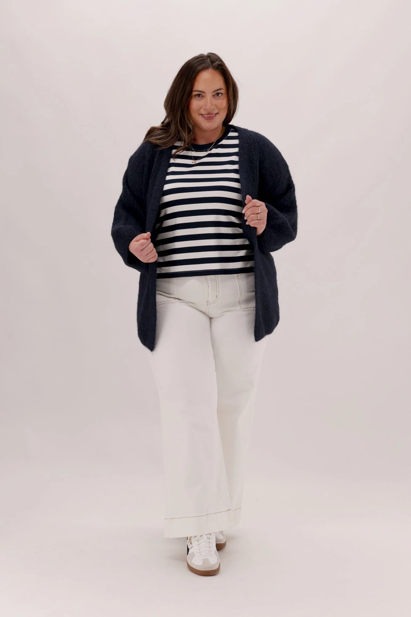 Shine On Label Relaxed Cardigan Navy - Image 3