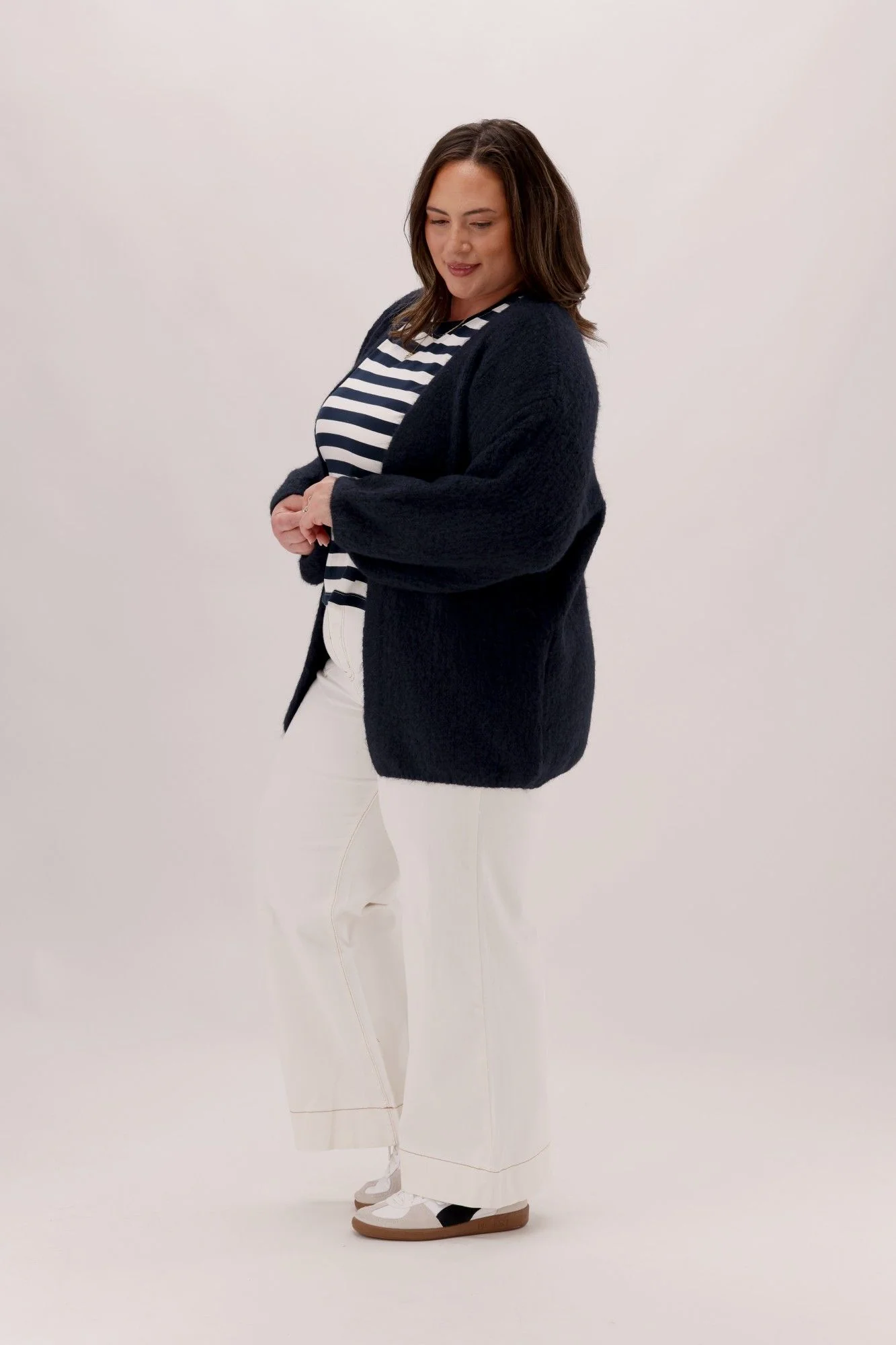 Shine On Label Relaxed Cardigan Navy - Image 5
