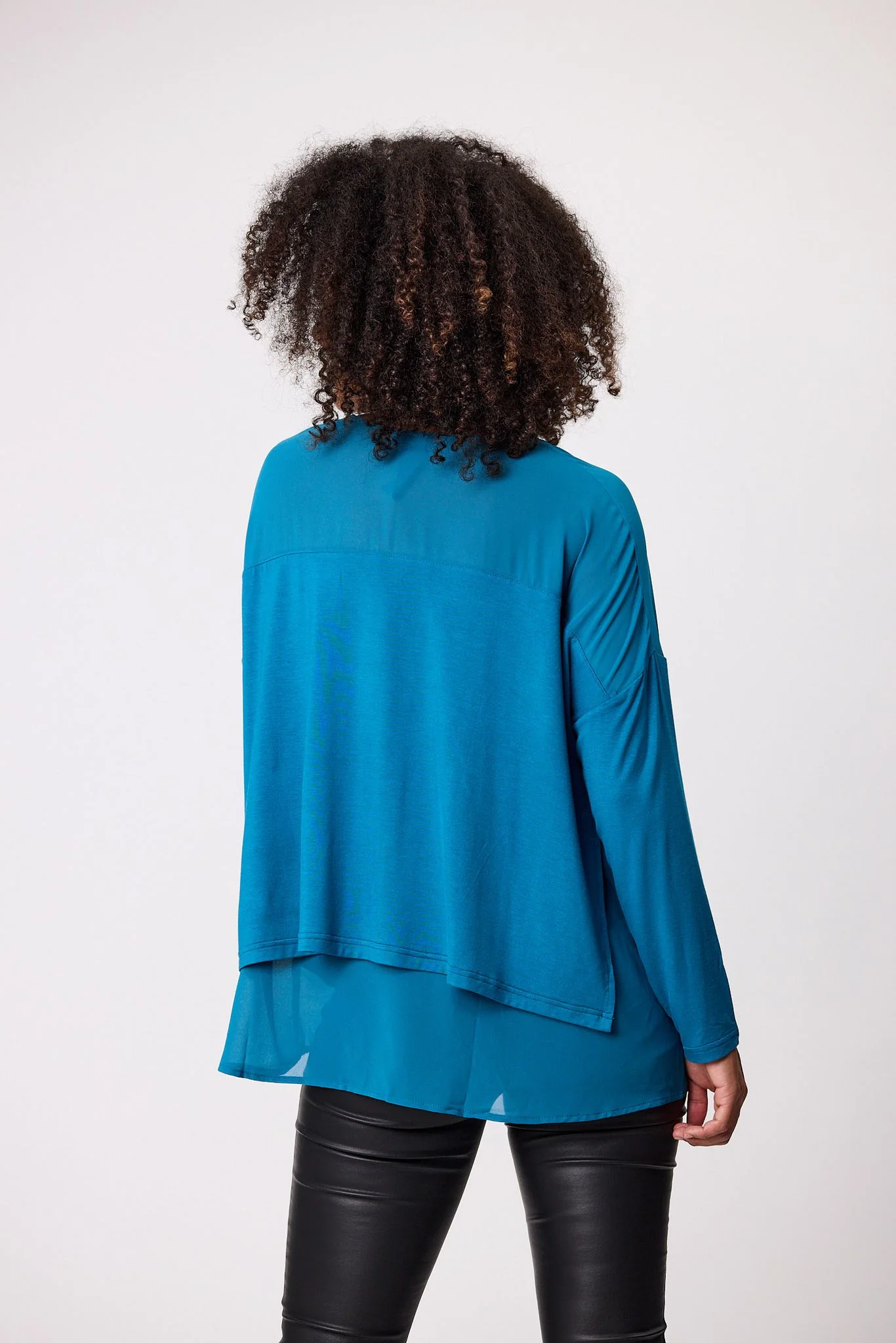 Shine On Label Remy Long Sleeve Overlay Top Teal - Image 3