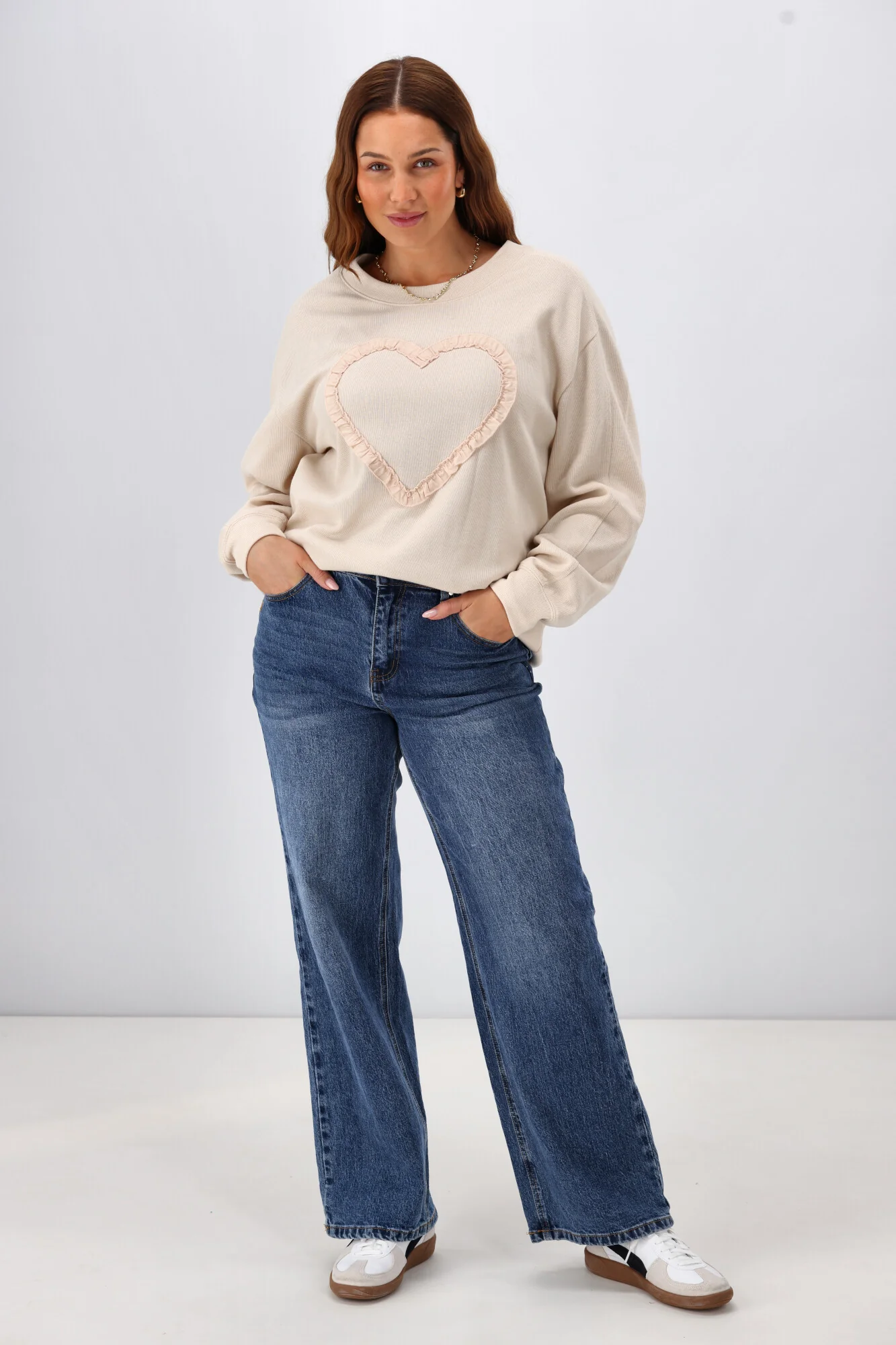 Shine On Label Riley Frill Heart Crew Oat - Image 6