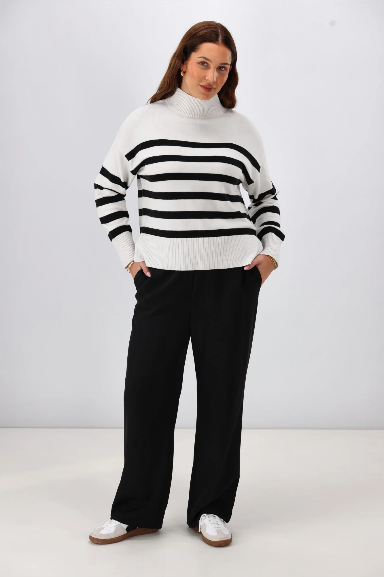 Shine On Label Roman Exposed Elastic Waist Wide Leg Pant Black - Image 3
