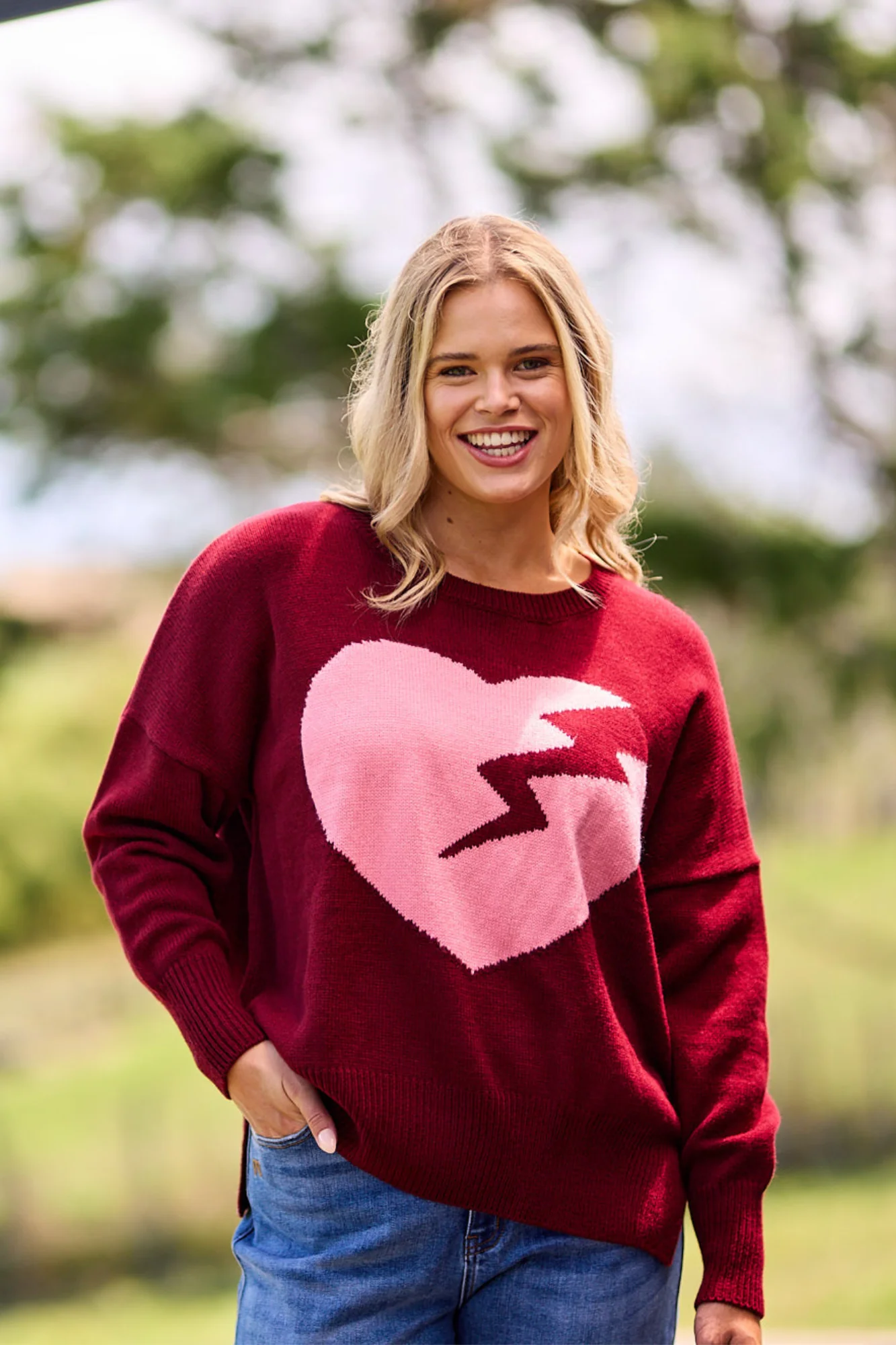 Shine On Label Rosario Heart Jumper Wine - Image 2