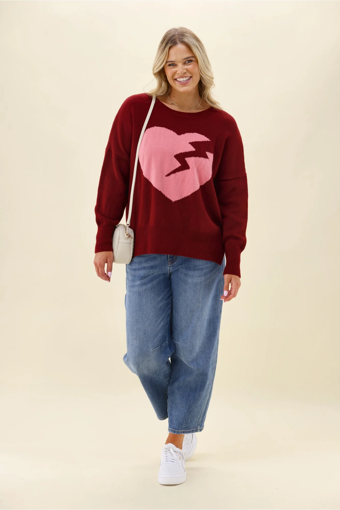 Shine On Label Rosario Heart Jumper Wine - Image 3