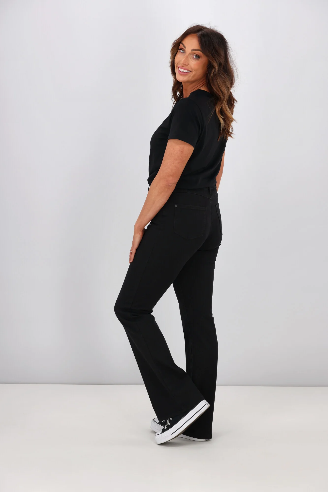 Shine On Label Sculpt Bootleg Jeans Full Length Black - Image 8