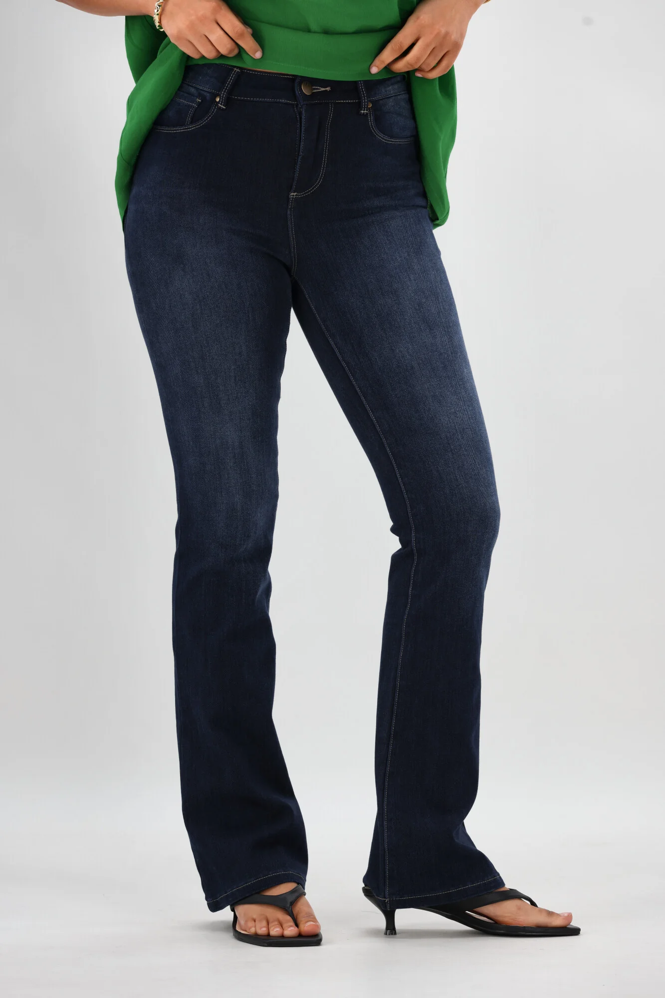 Shine On Label Sculpt Bootleg Jeans Full Length Super Dark Indigo V2
