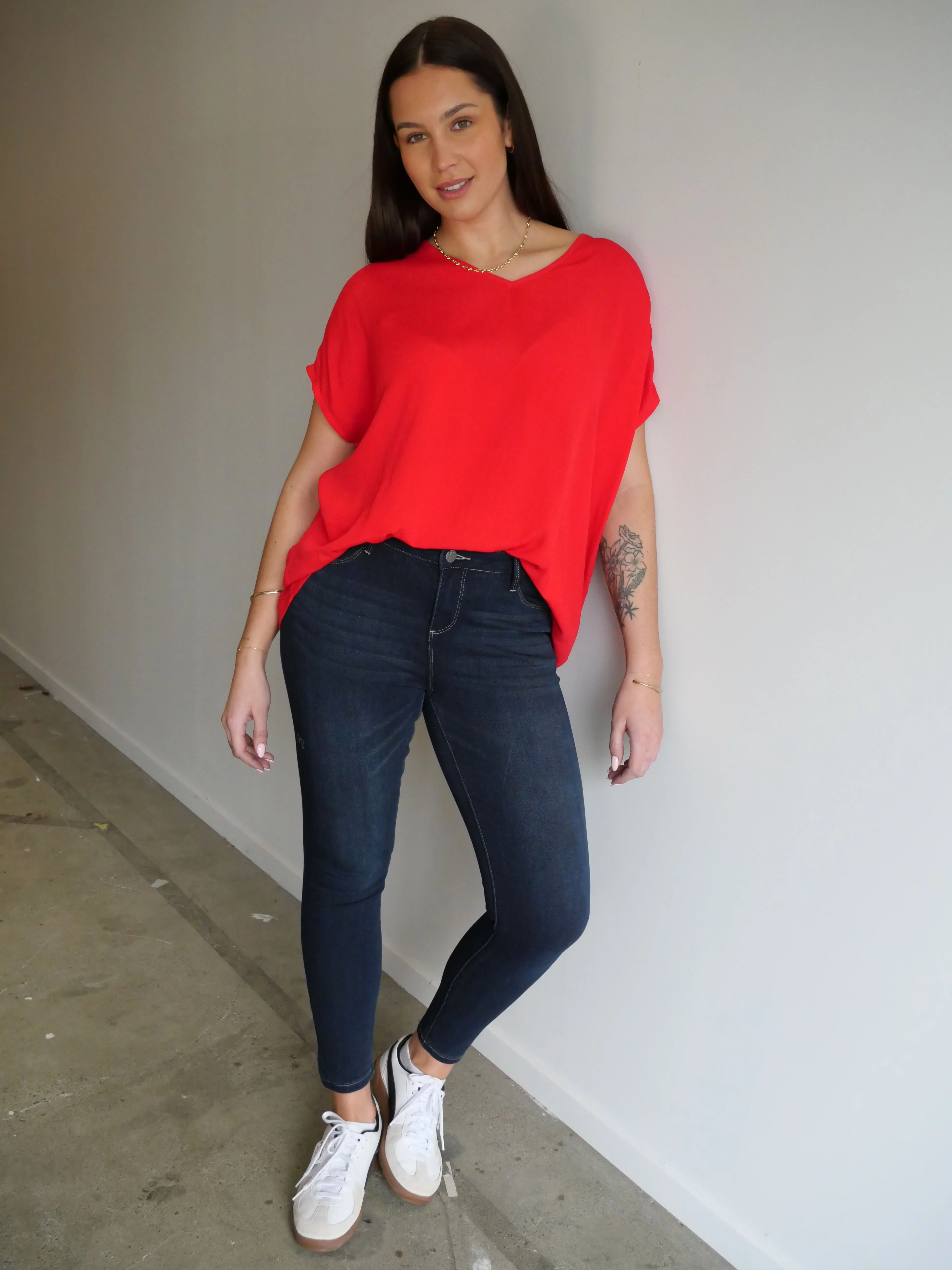Shine On Label Sculpt Denim Cropped Jean Super Dark Indigo - Image 3