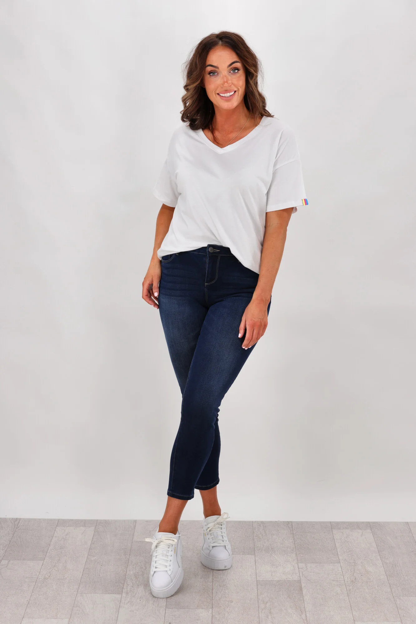 Shine On Label Sculpt Denim Cropped Jean Super Dark Indigo - Image 9