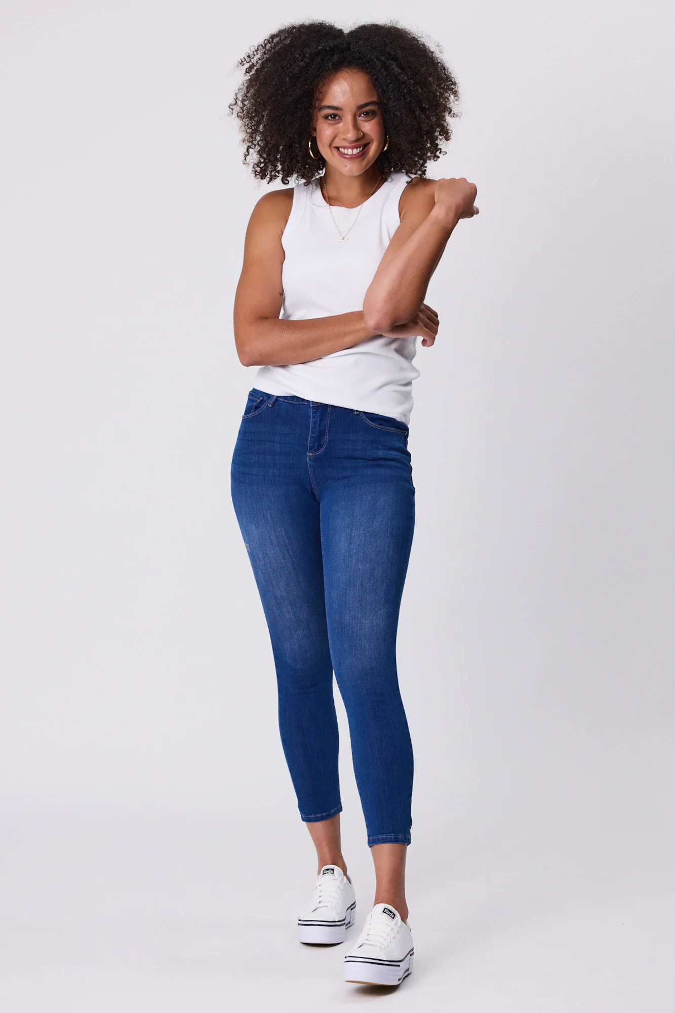 Shine On Label Sculpt Denim Cropped Jean True Blue Wash - Image 8