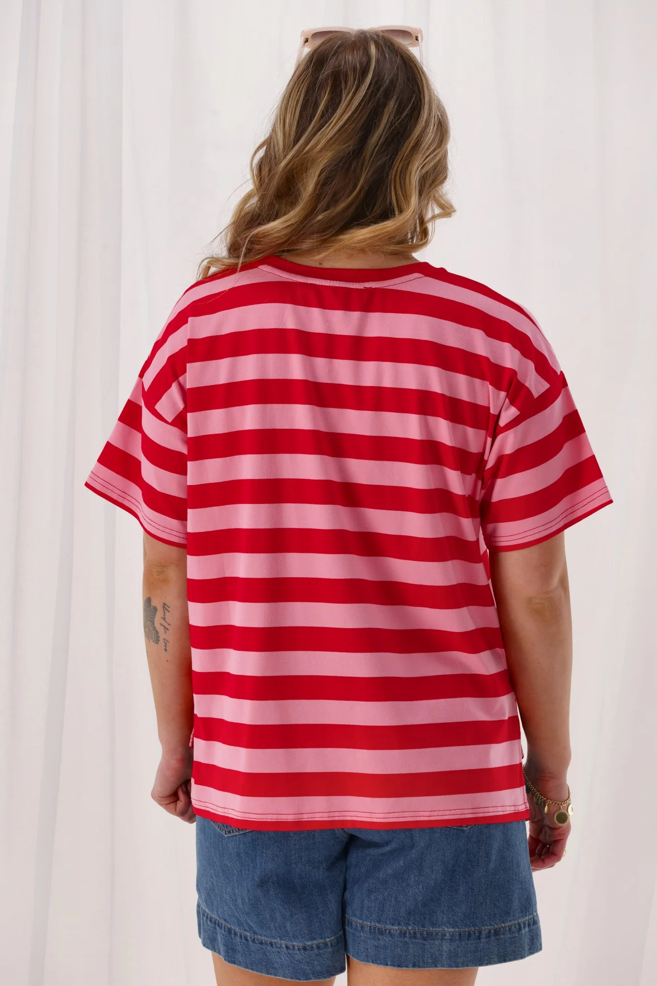 Shine On Label Seaside Tee Pink Red Stripe - Image 6