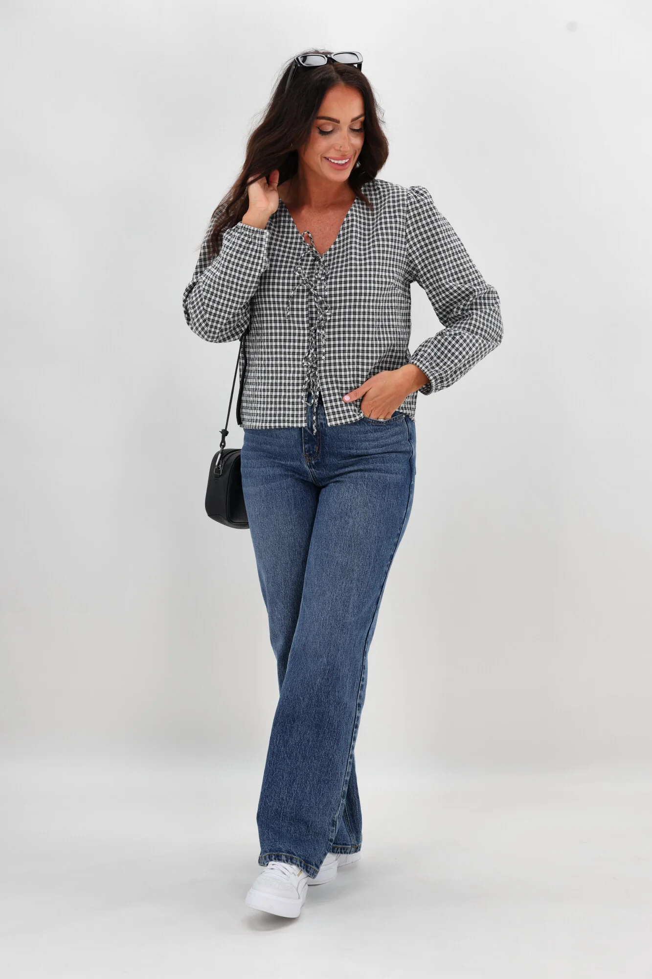 Shine On Label Sharin Top Black Gingham - Image 4