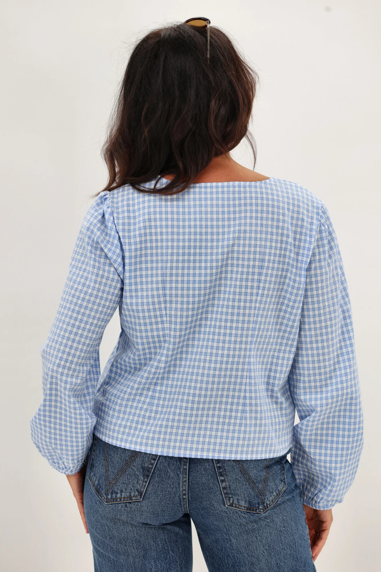 Shine On Label Sharin Top Blue Gingham - Image 9