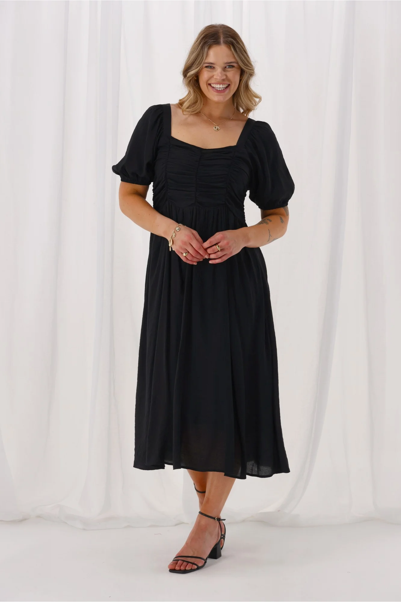 Shine On Label Sharni Draped Bodice Dress Black - Image 4
