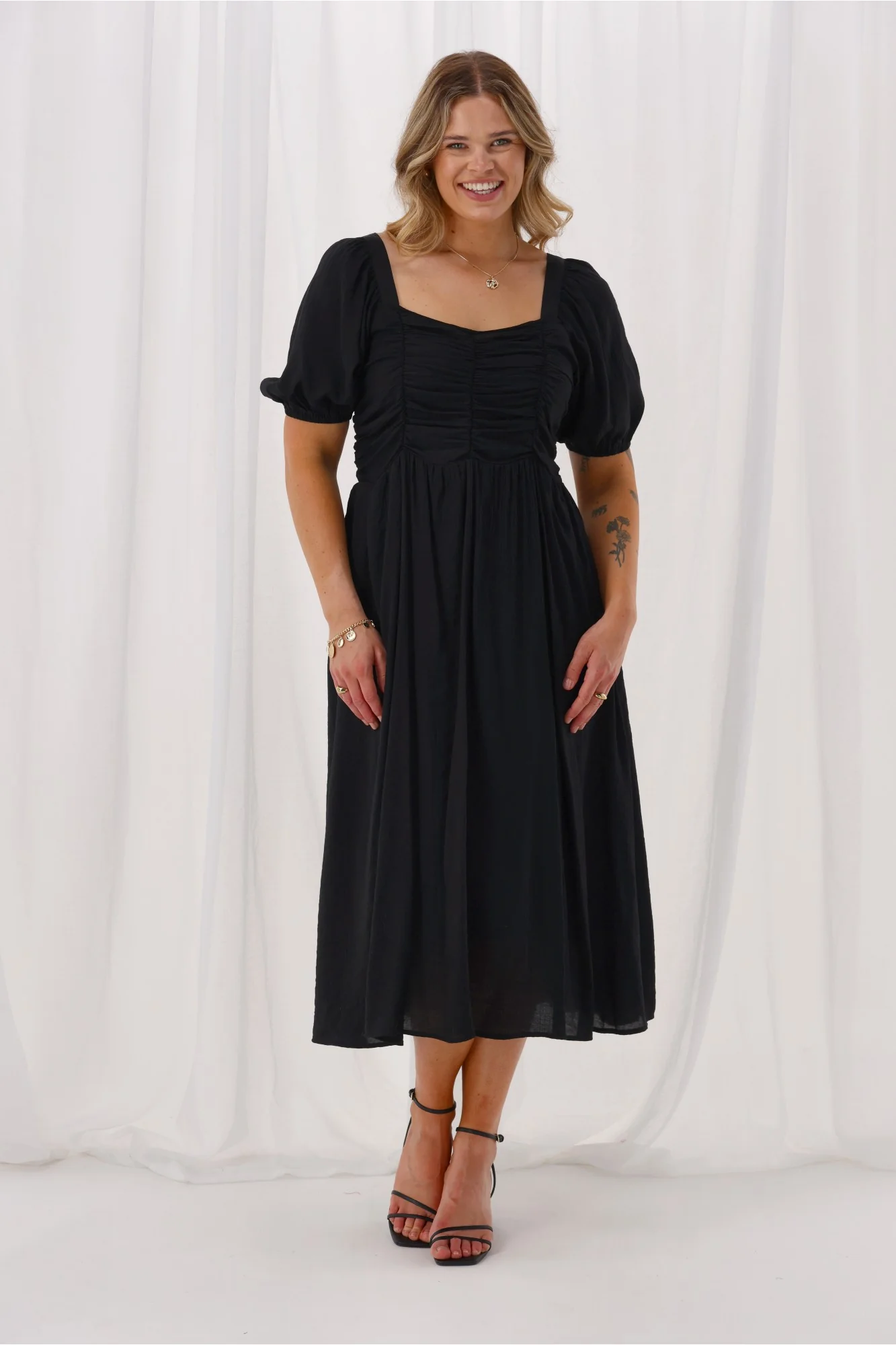 Shine On Label Sharni Draped Bodice Dress Black - Image 5