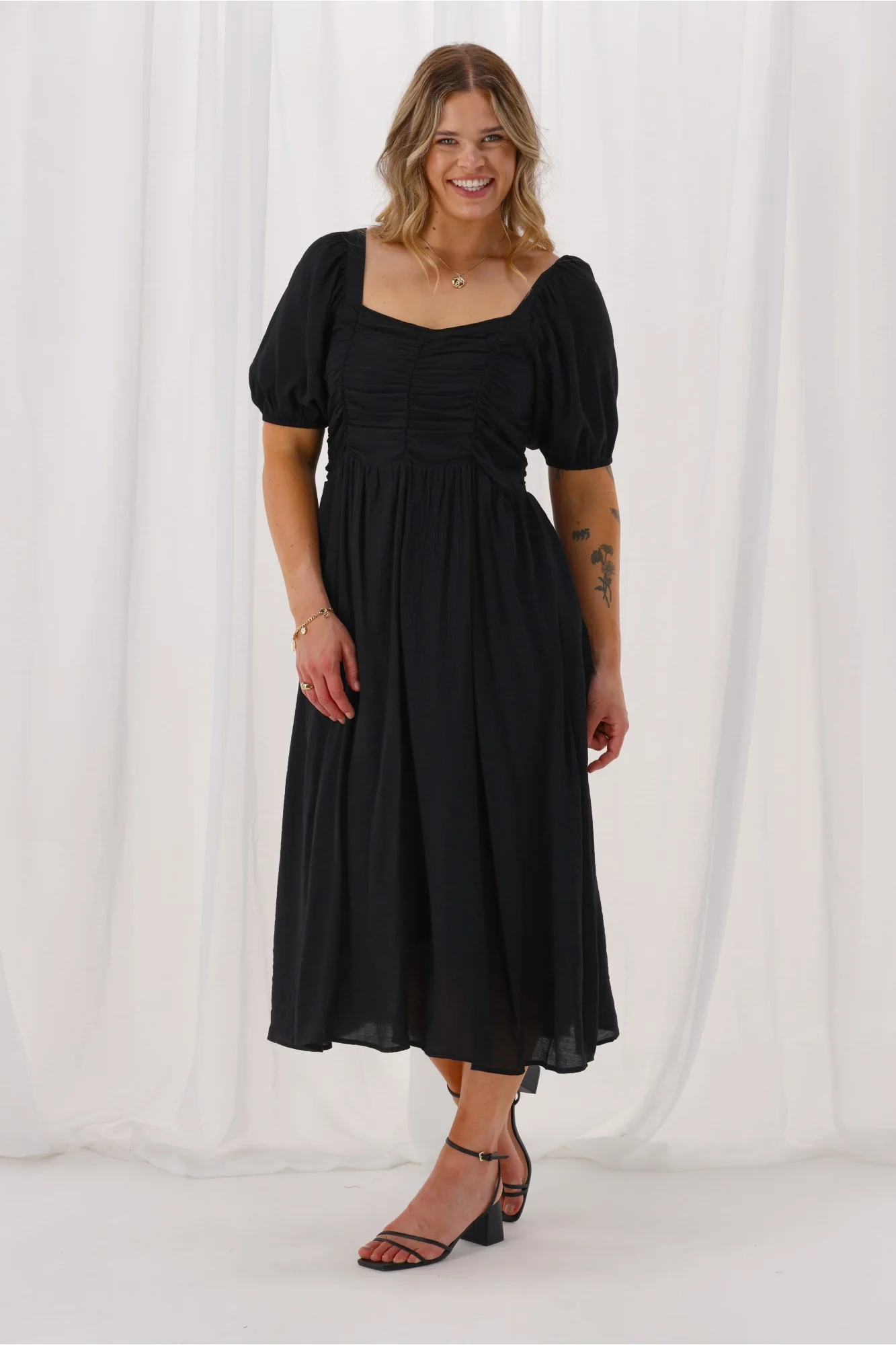 Shine On Label Sharni Draped Bodice Dress Black - Image 6