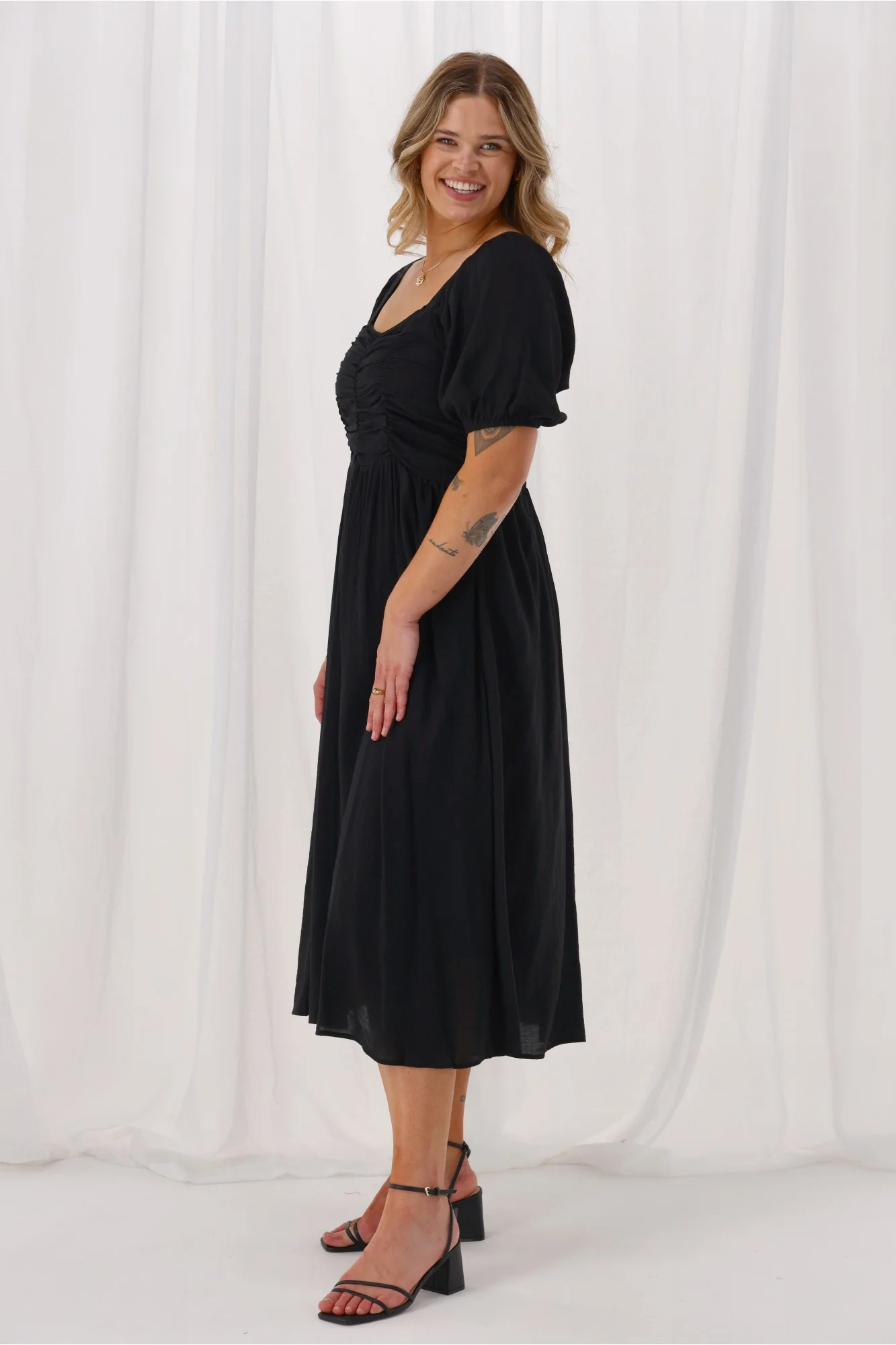 Shine On Label Sharni Draped Bodice Dress Black - Image 7