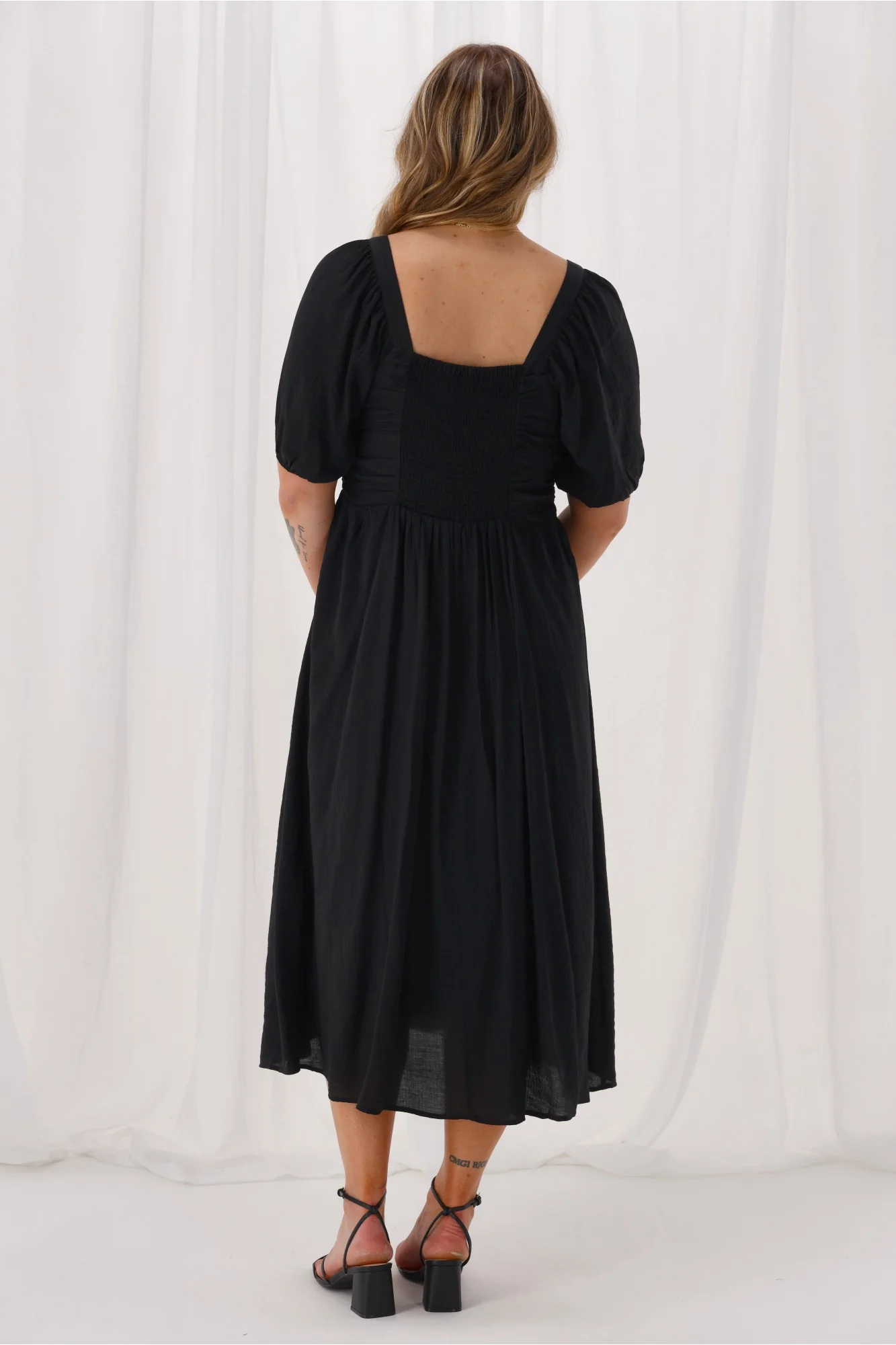 Shine On Label Sharni Draped Bodice Dress Black - Image 8