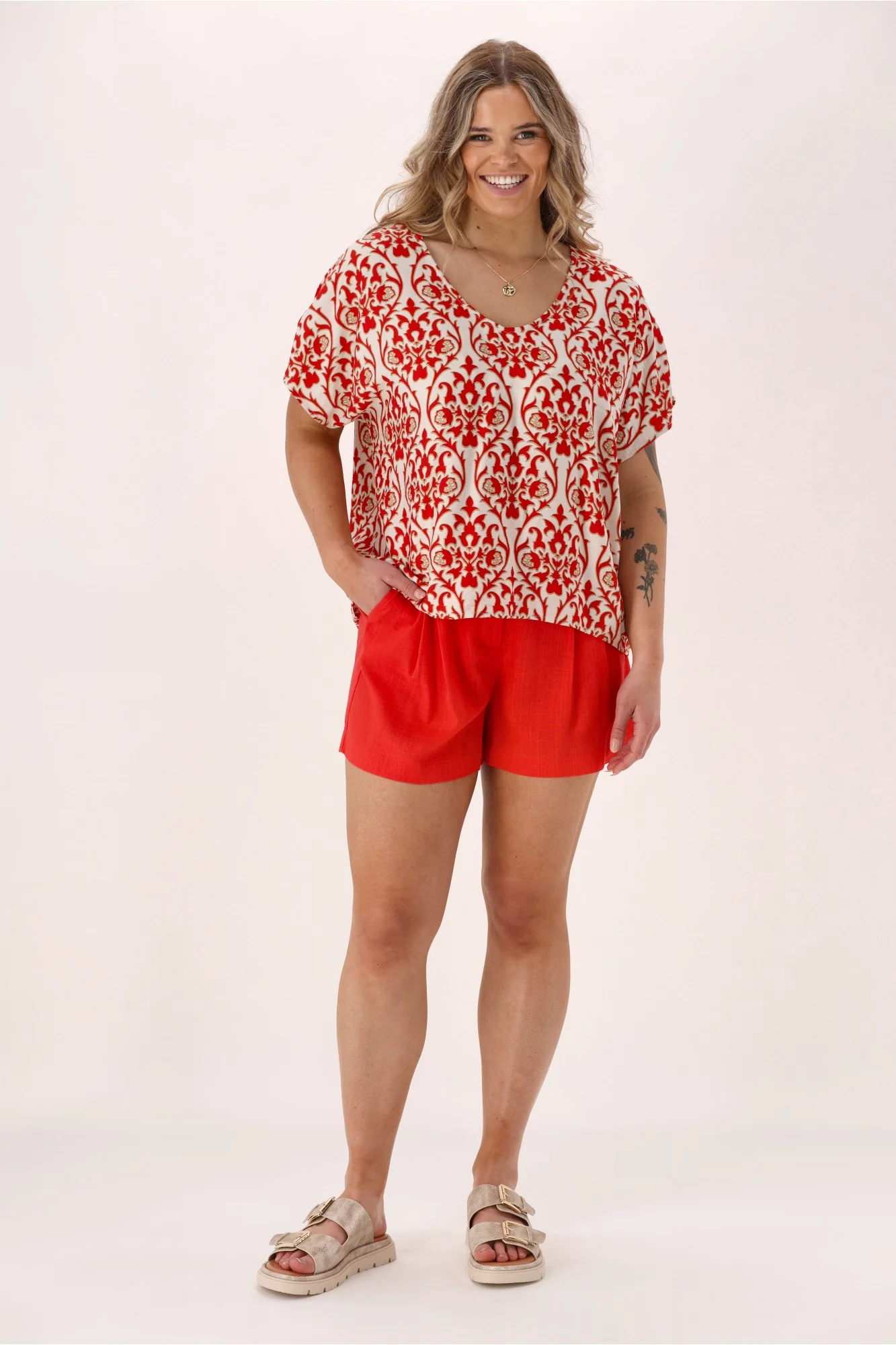 Shine On Label Shelley Top White Red Print - Image 7