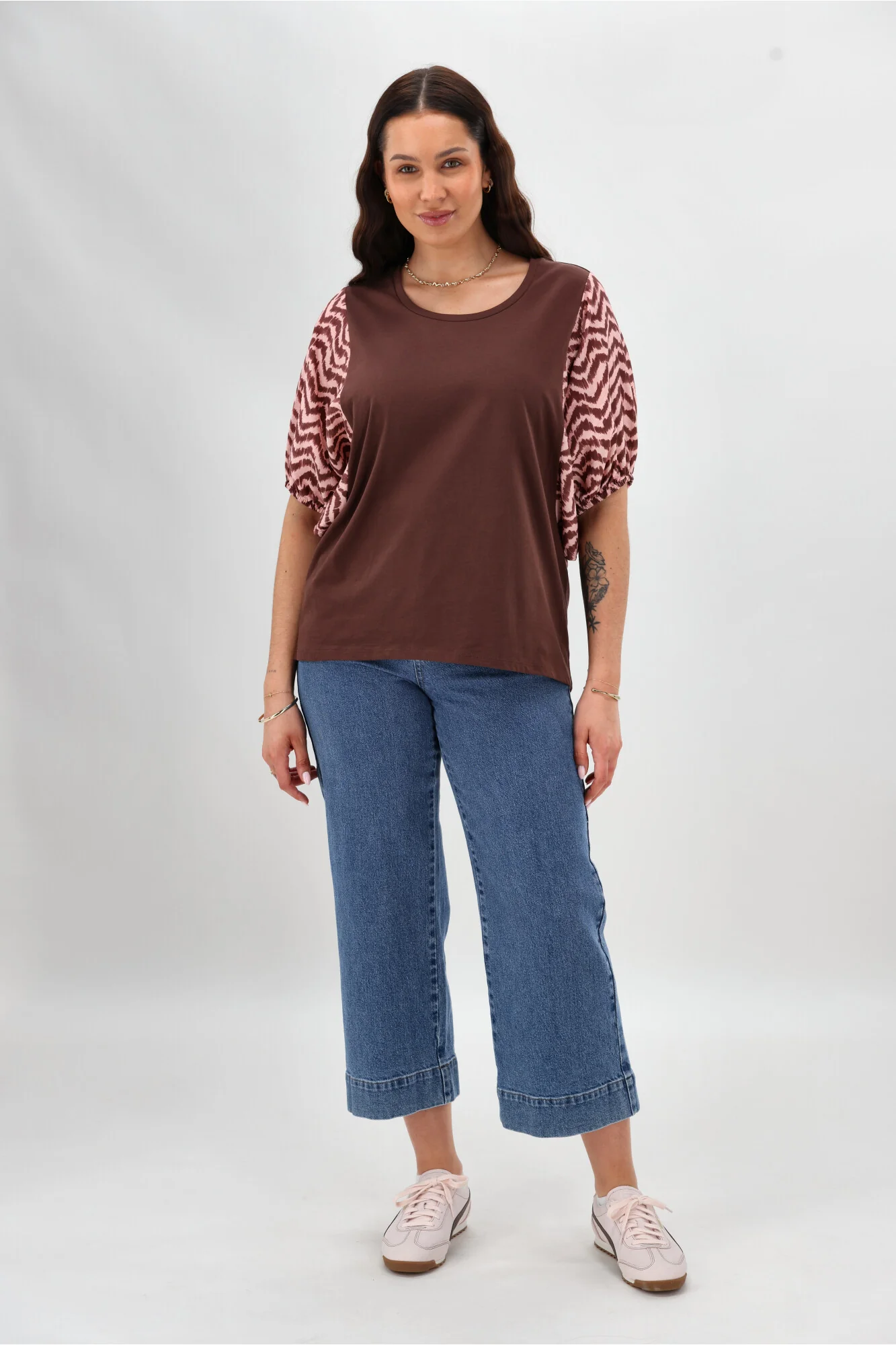 Shine On Label Sheyena Woven Sleeve Top Zig Zag Print - Image 6