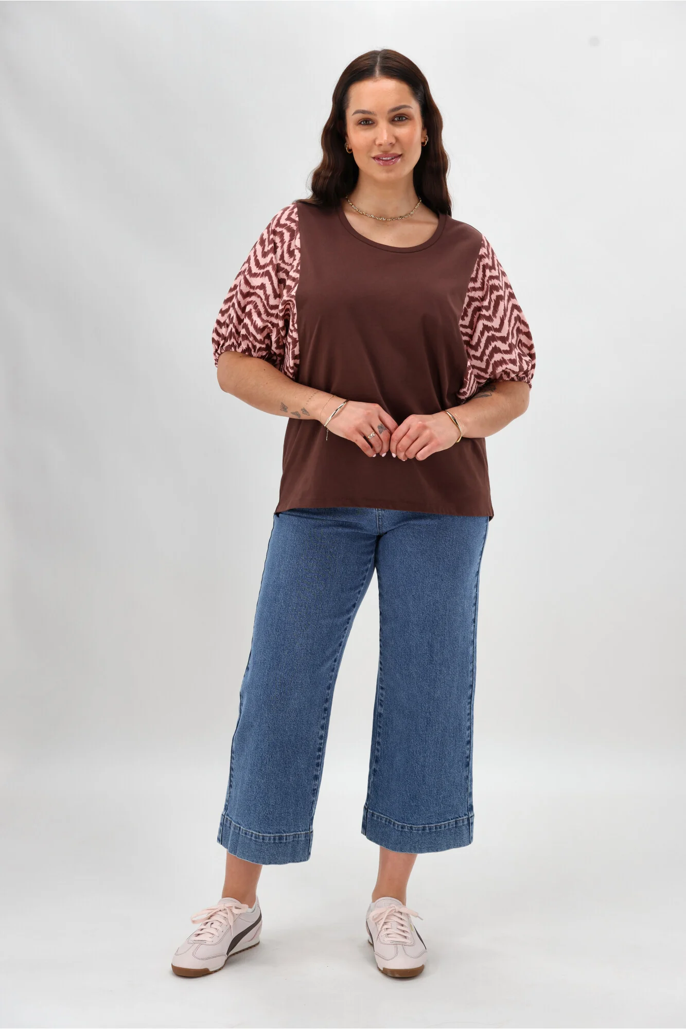 Shine On Label Sheyena Woven Sleeve Top Zig Zag Print - Image 8