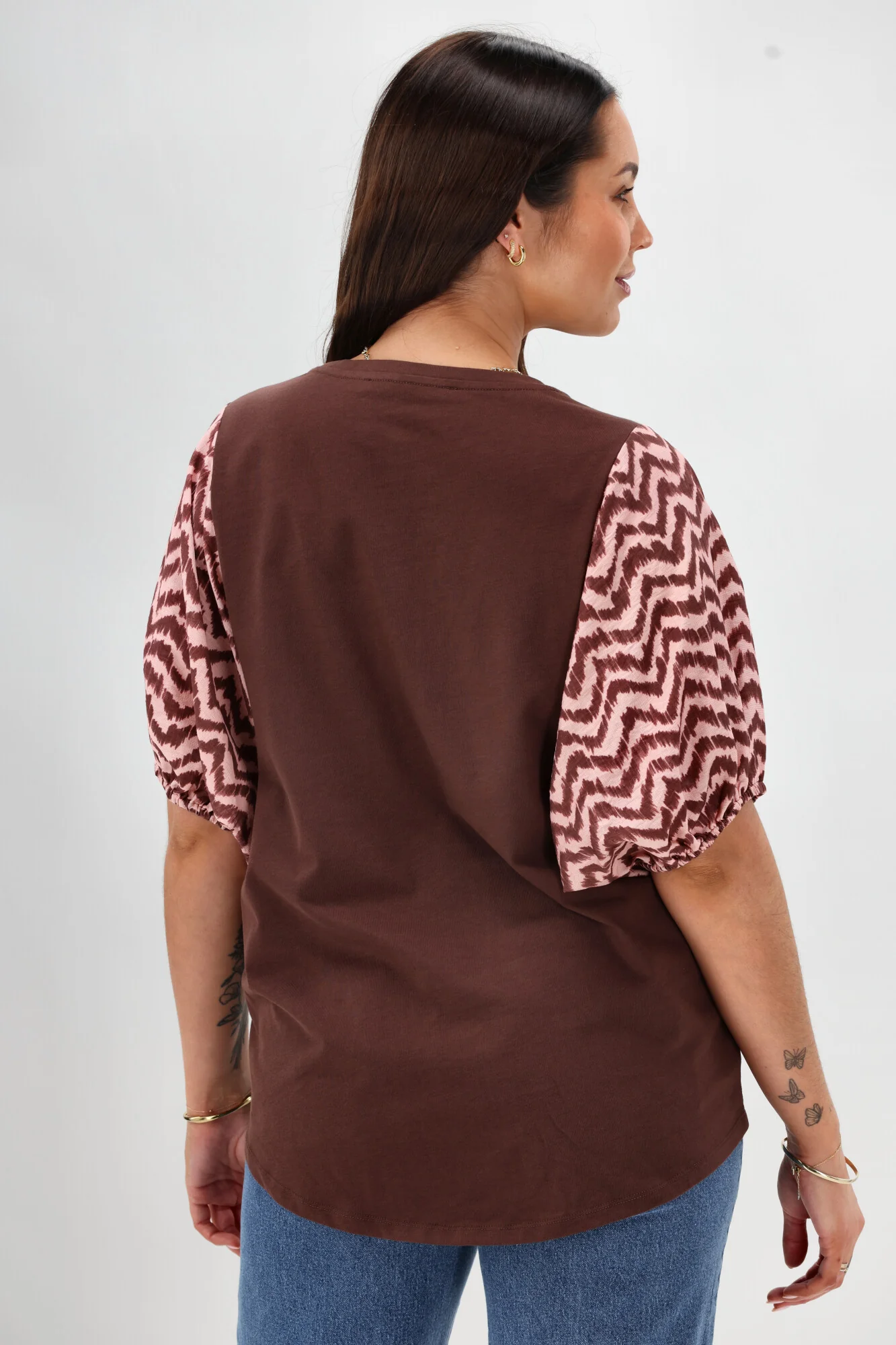 Shine On Label Sheyena Woven Sleeve Top Zig Zag Print - Image 9