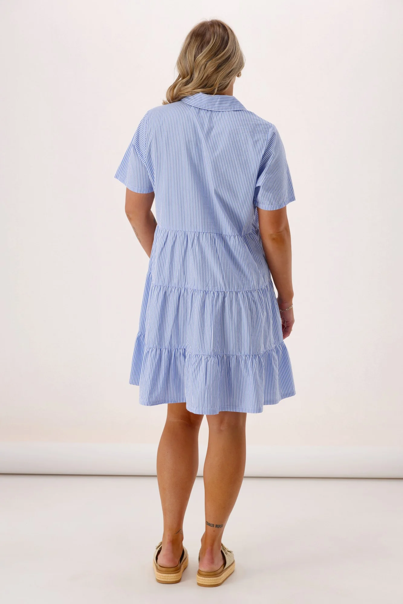 Shine On Label Sirocco Striped Mini Dress Blue White Stripe - Image 7